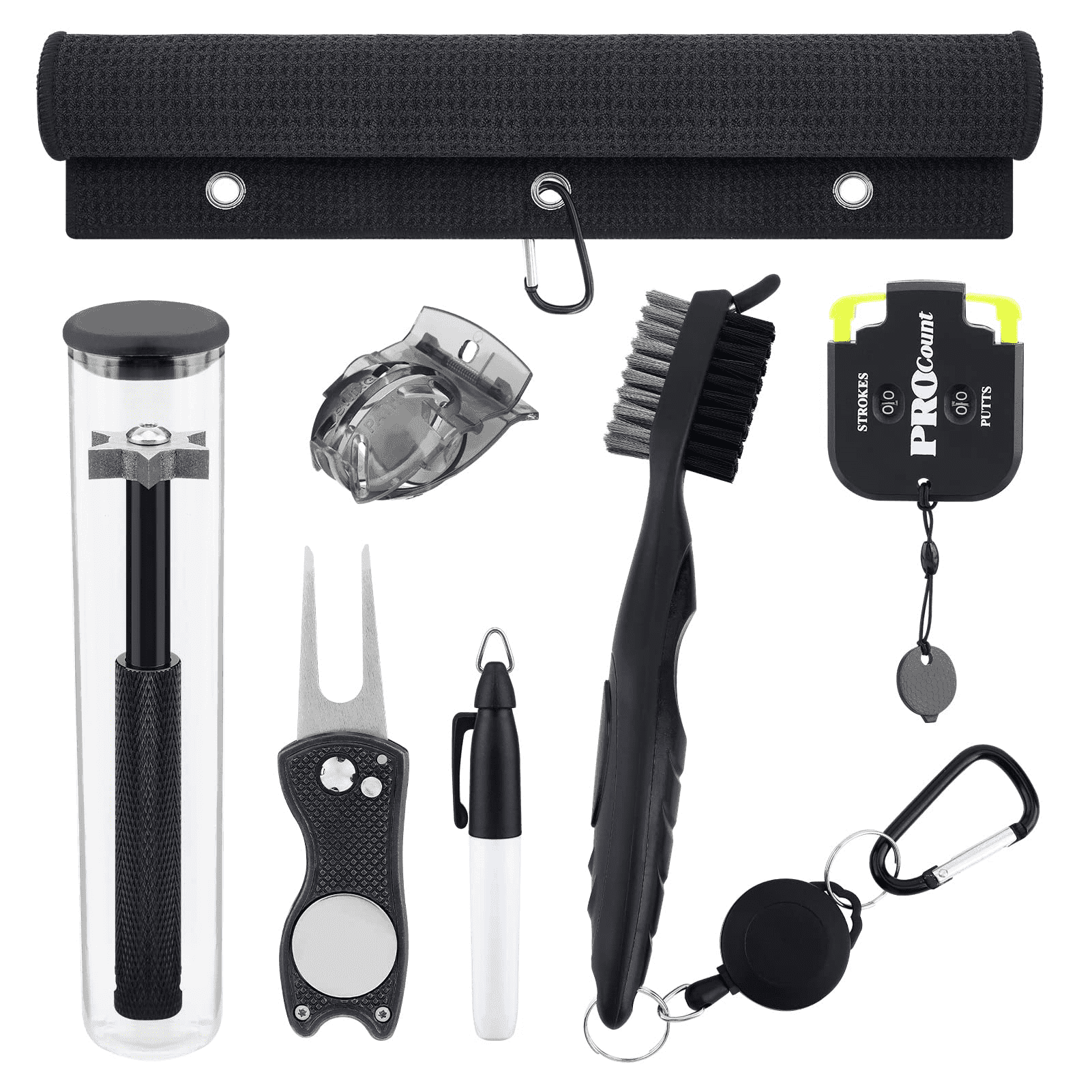 Allnice 7pc Golf Club Cleaning Kit, Microfiber Towel, Brush, Divot Tool ...