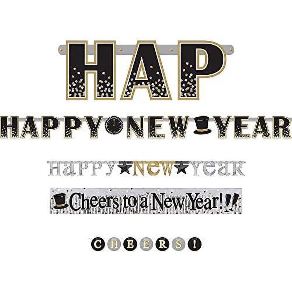 Amscan 4 in 1 Happy New Year Decoration Party Banners 4 Piece - Walmart.com