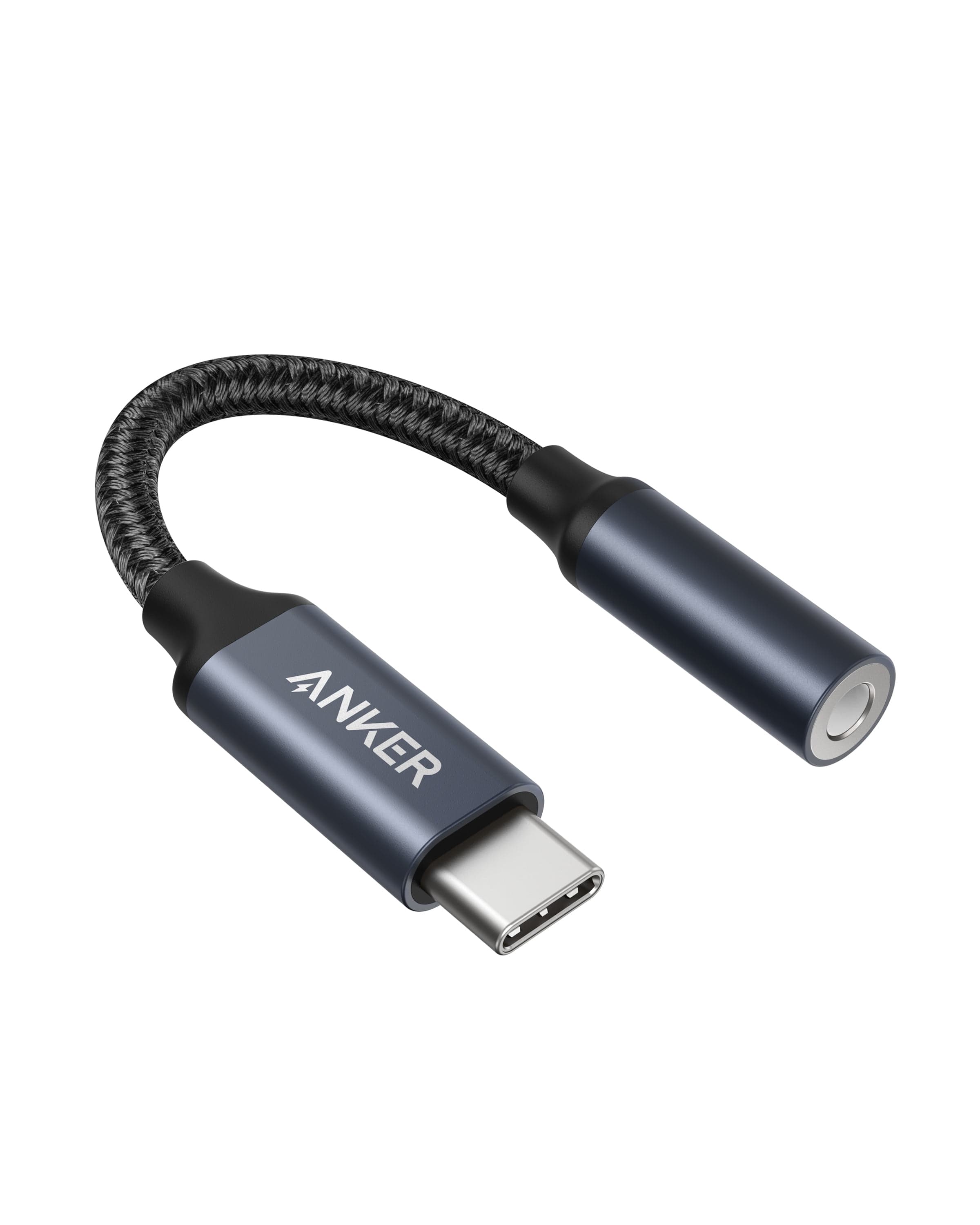 Anker USB C to 3.5mm Audio Adapter, Male to Female Nylon Cable with DAC ...
