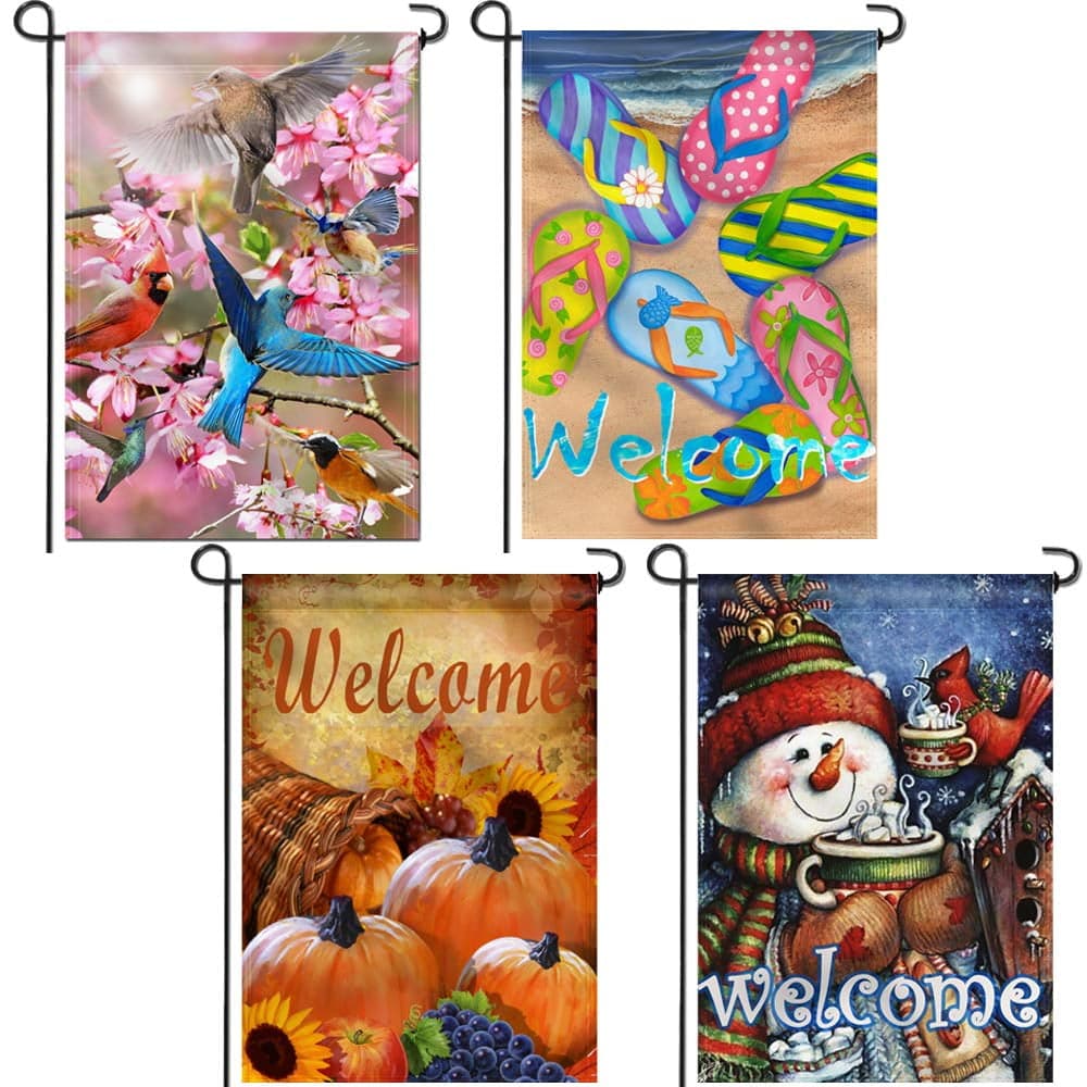 Anley Seasonal Garden Flags Set 4 Seasons Series Spring Summer Autumn ...