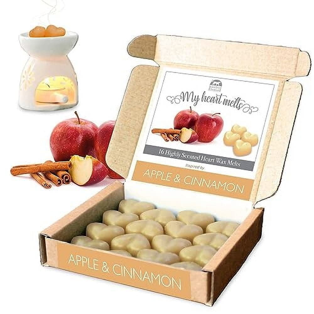 Apple Cinnamon Wax Melts Heart Shaped in Gift Box, Spotless Leopard, 16 ...