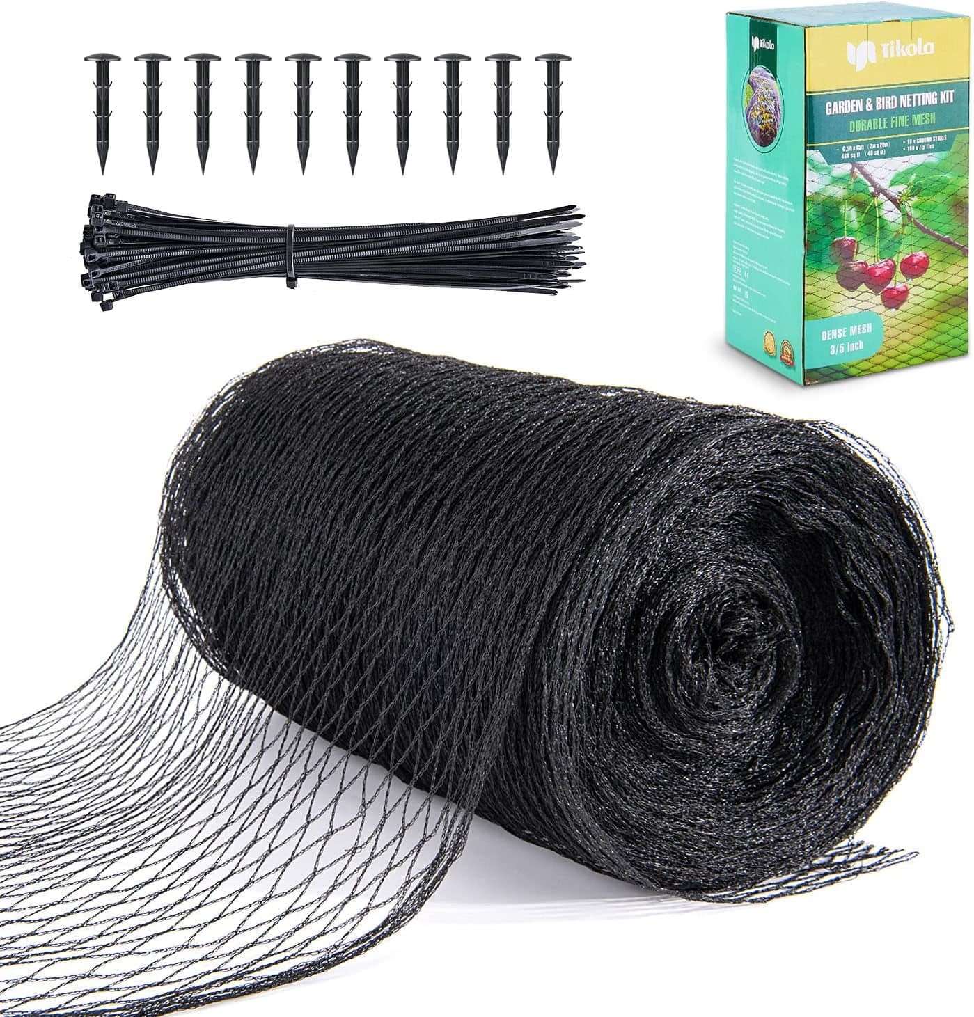 Bird Netting Kit, 7.6 x 66 FT Garden Netting Reusable Fencing Protect ...