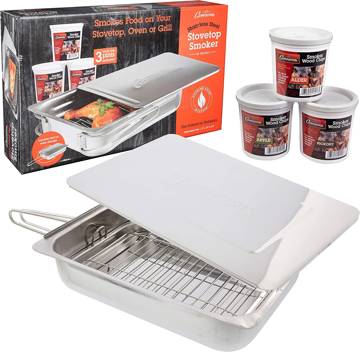 Cameron's Original Stovetop Smoker - Stainless Steel Box with Bonus ...
