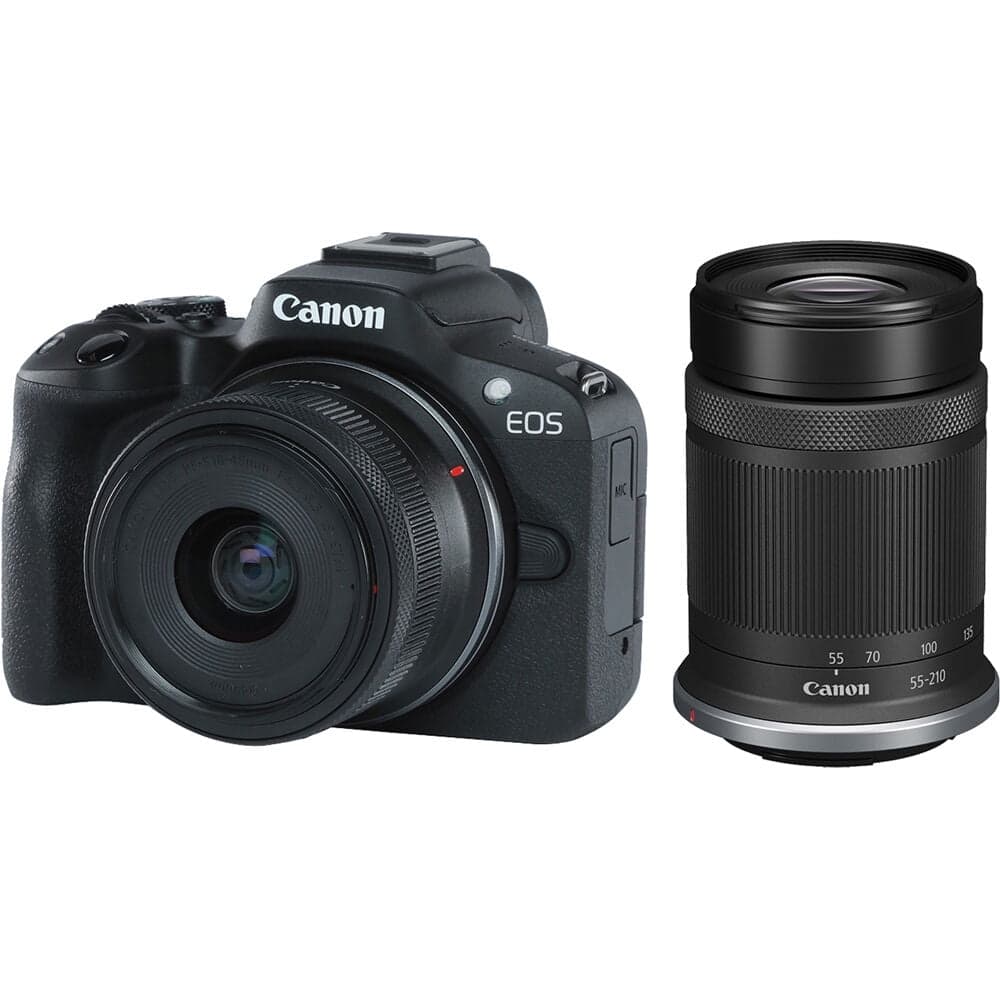 Canon EOS R50 Mirrorless Camera Bundle with 18-45mm and 55-210mm Lenses ...