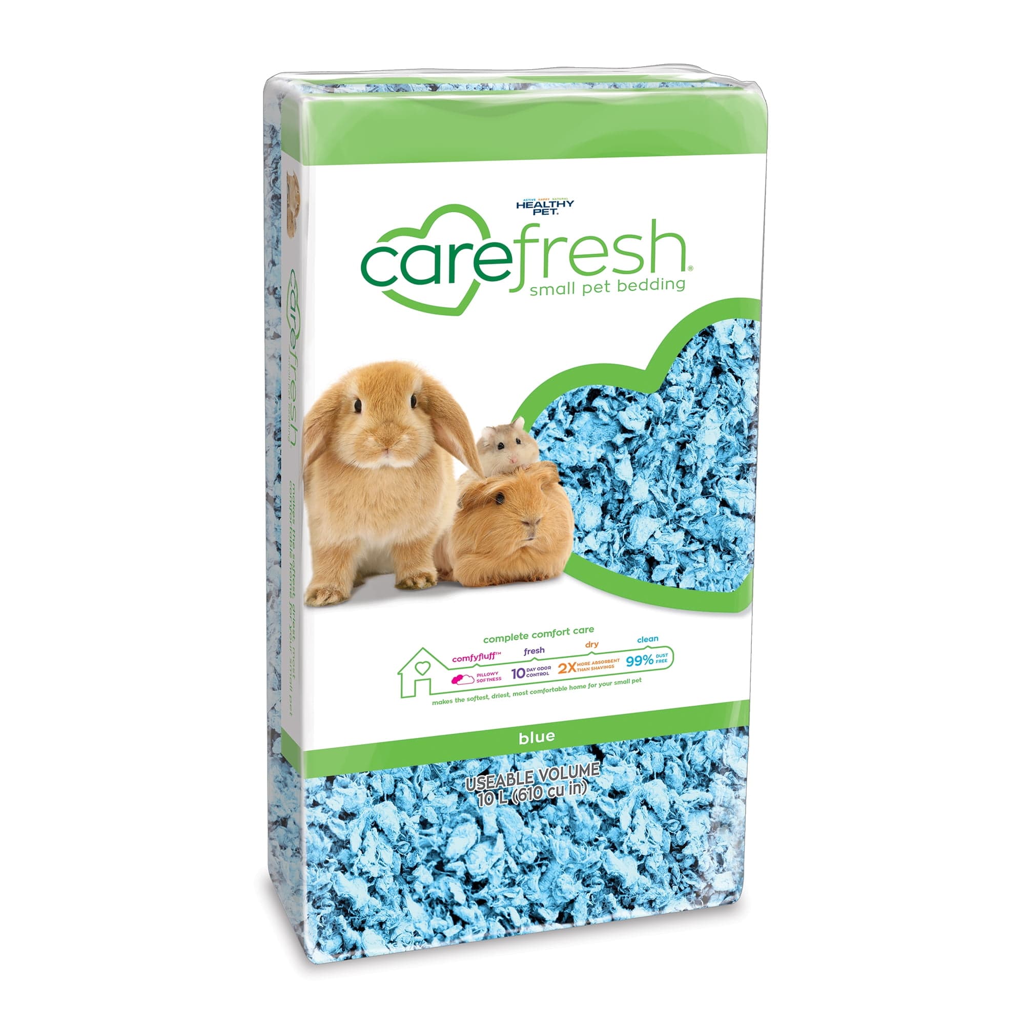 CareFRESH Natural Soft Paper Fiber, Small Pet Bedding, Blue, 10L ...
