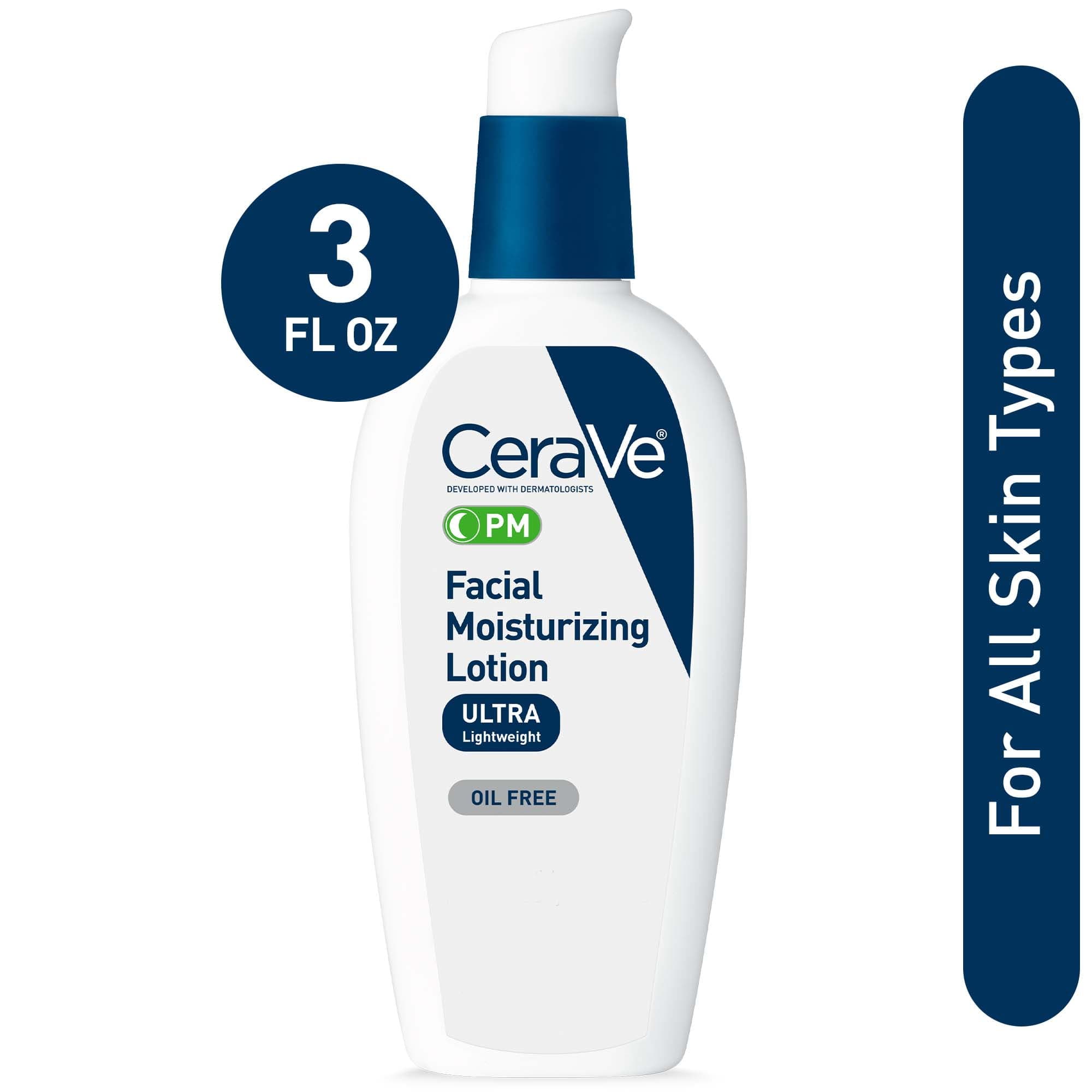CeraVe PM Lotion for Sensitive Skin, Nighttime Facial Moisturizer, 3 fl ...