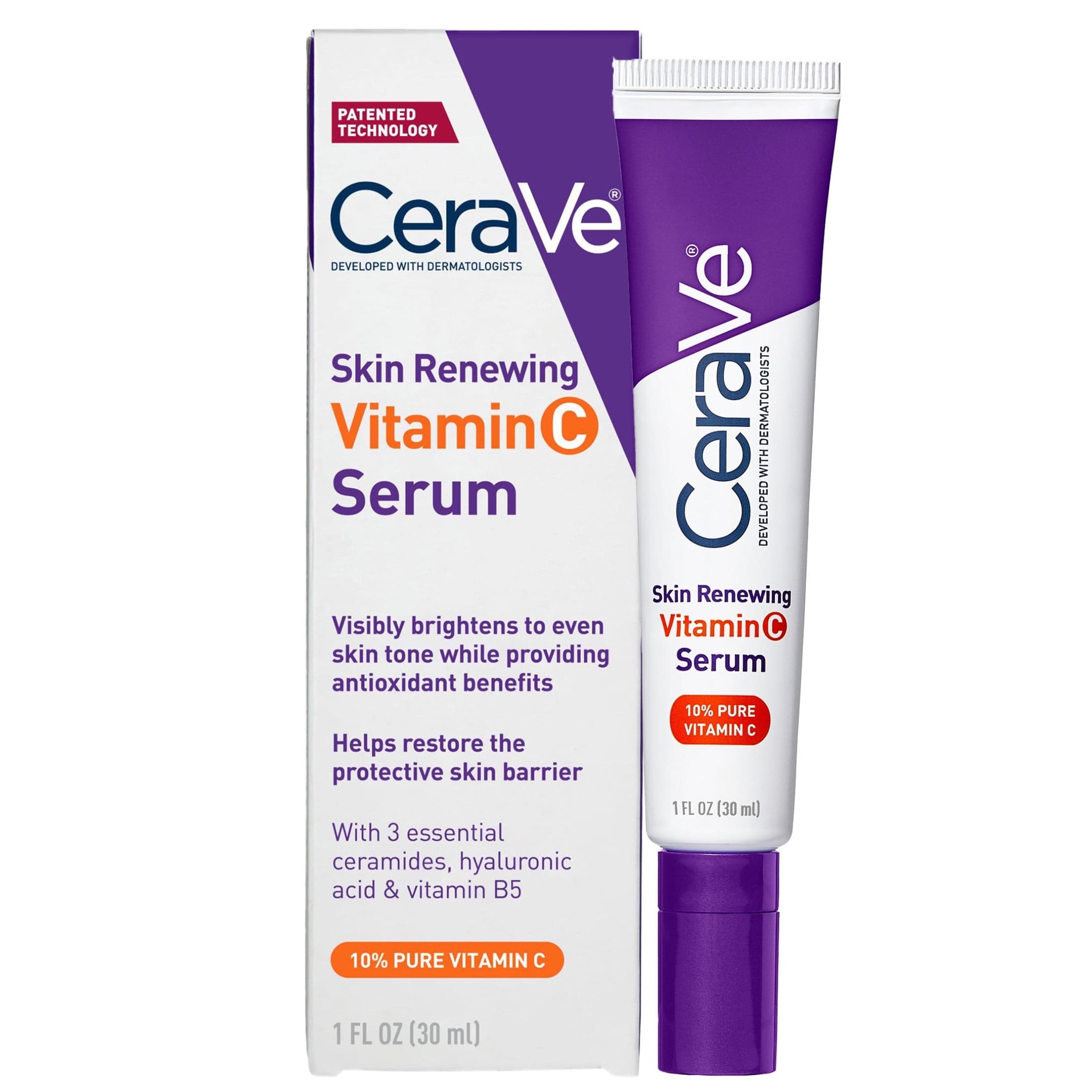 CeraVe Skin Renewing Vitamin C Serum, Brightening Antioxidant Serum for ...