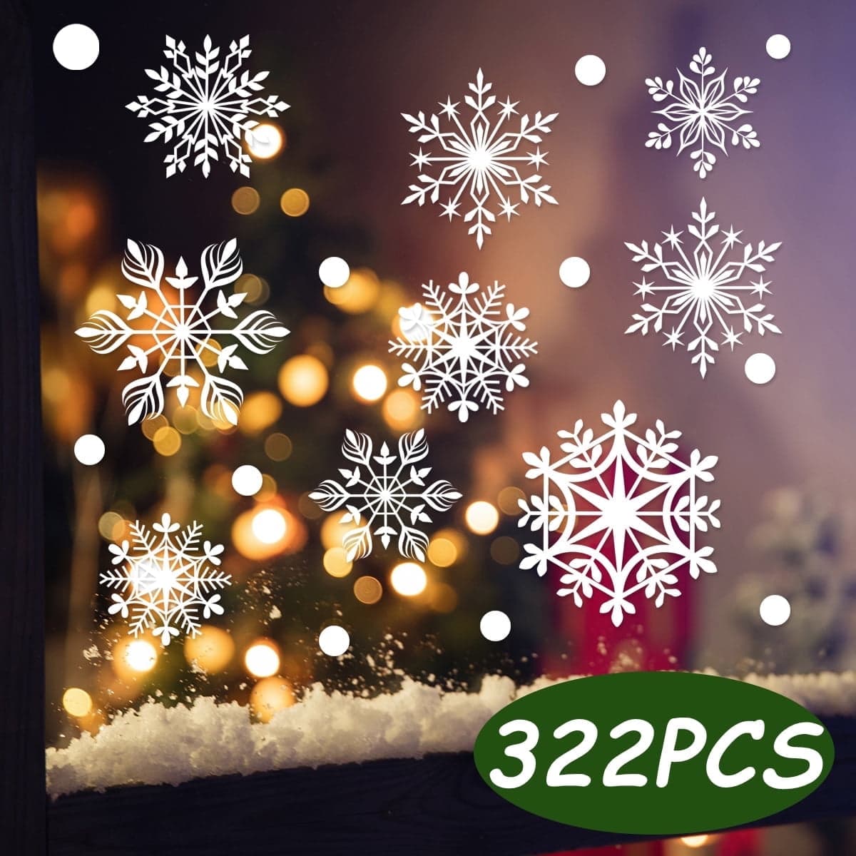 XMAS Seasonal Winter Snow Christmas Window Stickers Clings Snowflakes ...