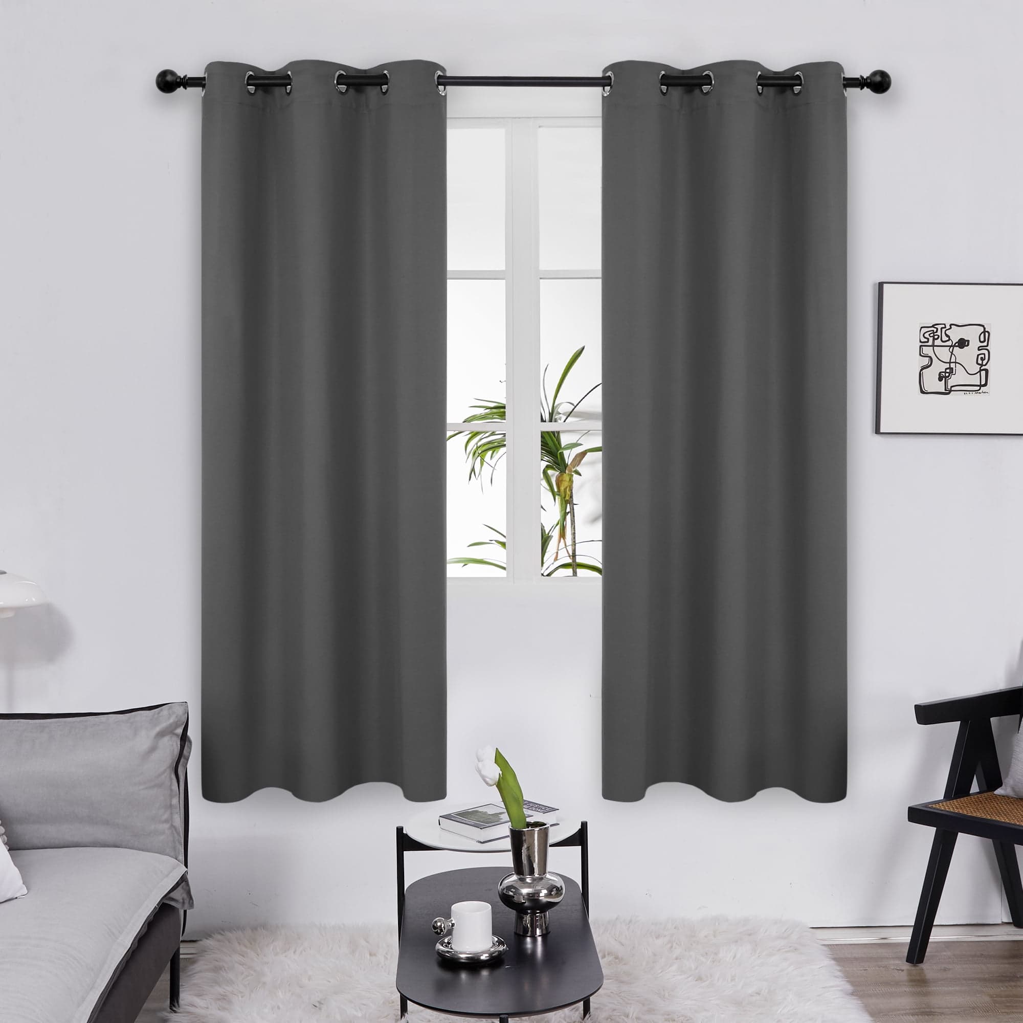 "Deconovo Thermal Insulated Blackout Curtains, 38"" x 72"", Dark Grey ...