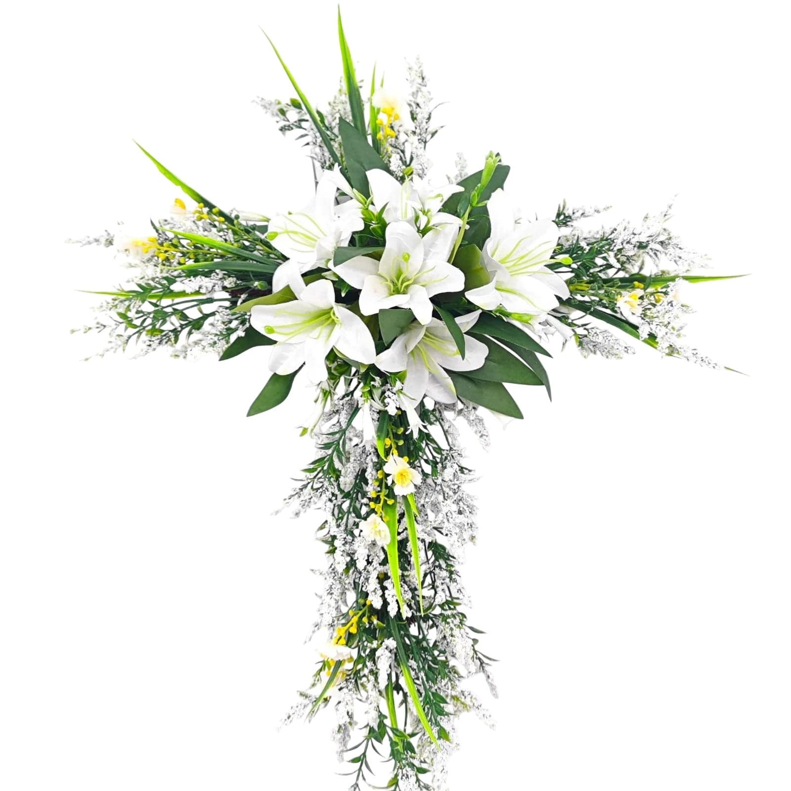 Easter Decoration Spring Wreath Elegant Floral Cross Arrangement With ...