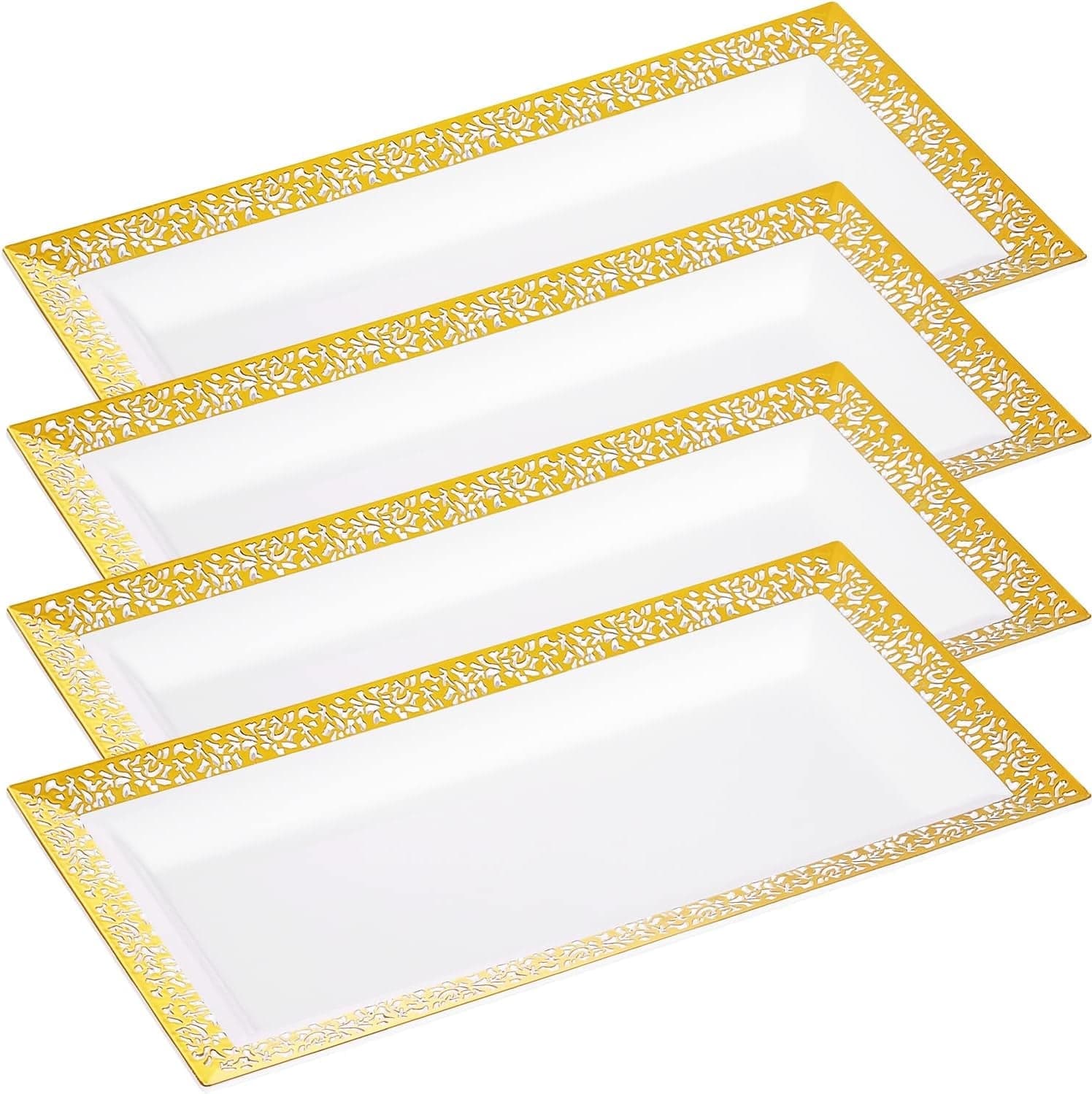 Elegant Disposable Plastic Serving Tray & Platter Set (4pk) - White ...