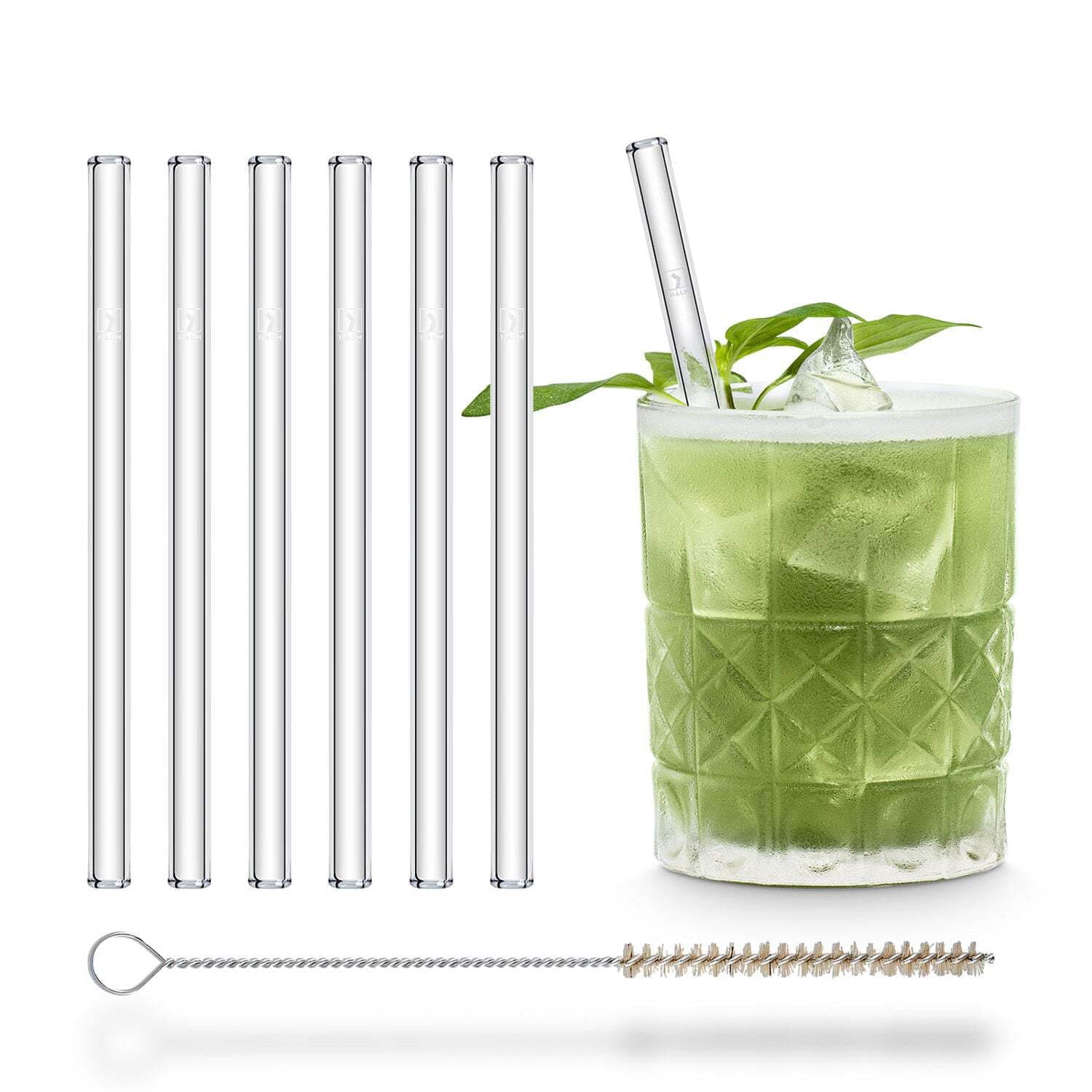 HALM Glass Straws - 6 Reusable 6 inch clear Drinking Straws short ...