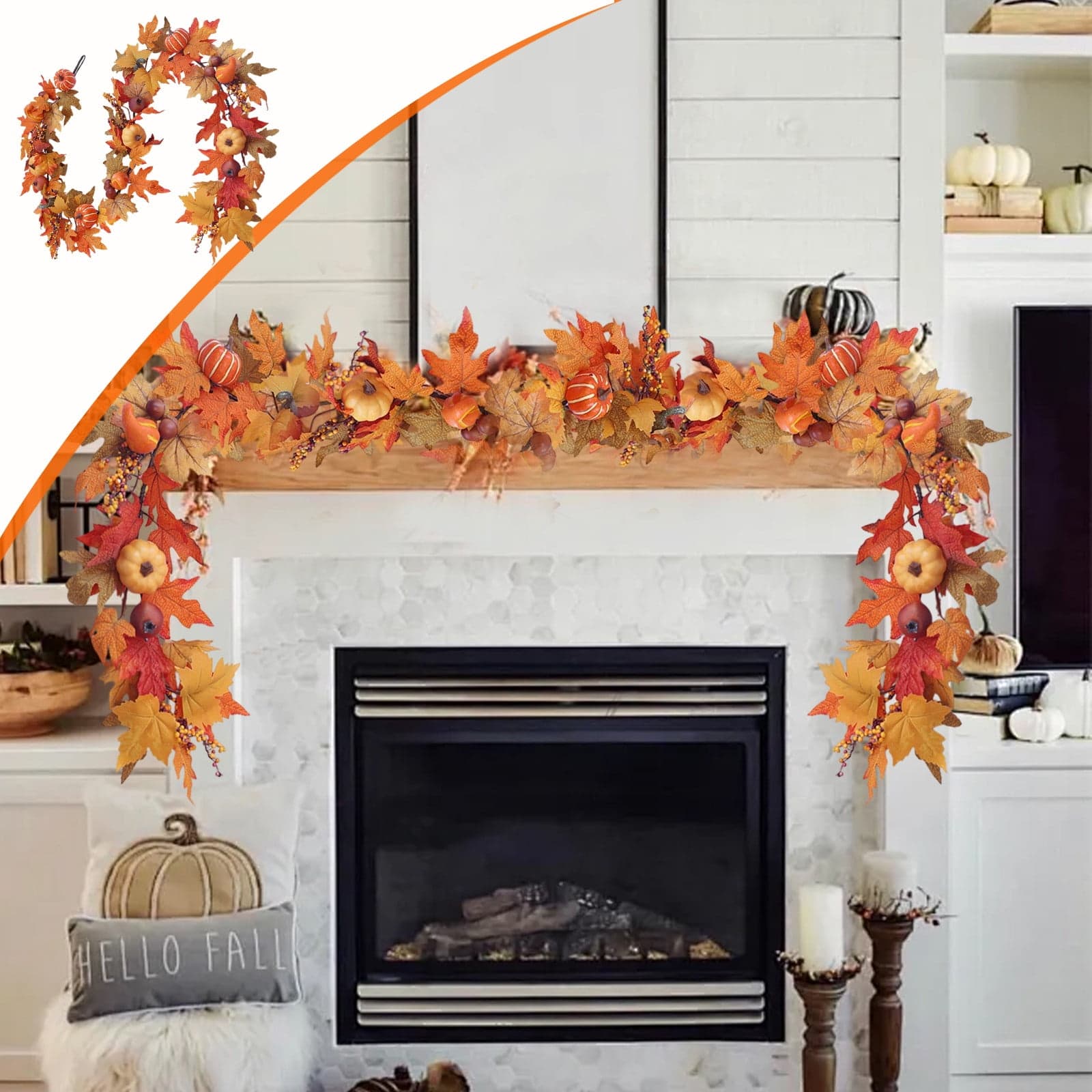 Lights4fun Halloween Maple Leaf Garland