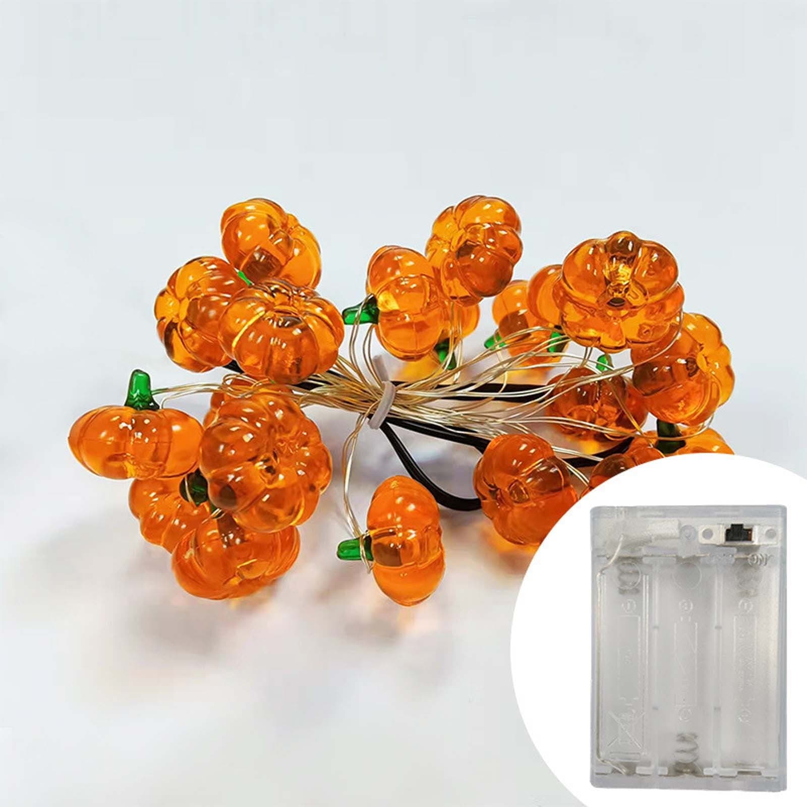 Halloween Pumpkin String Lights Battery Operated 6.5Ft 20 LED Orange ...