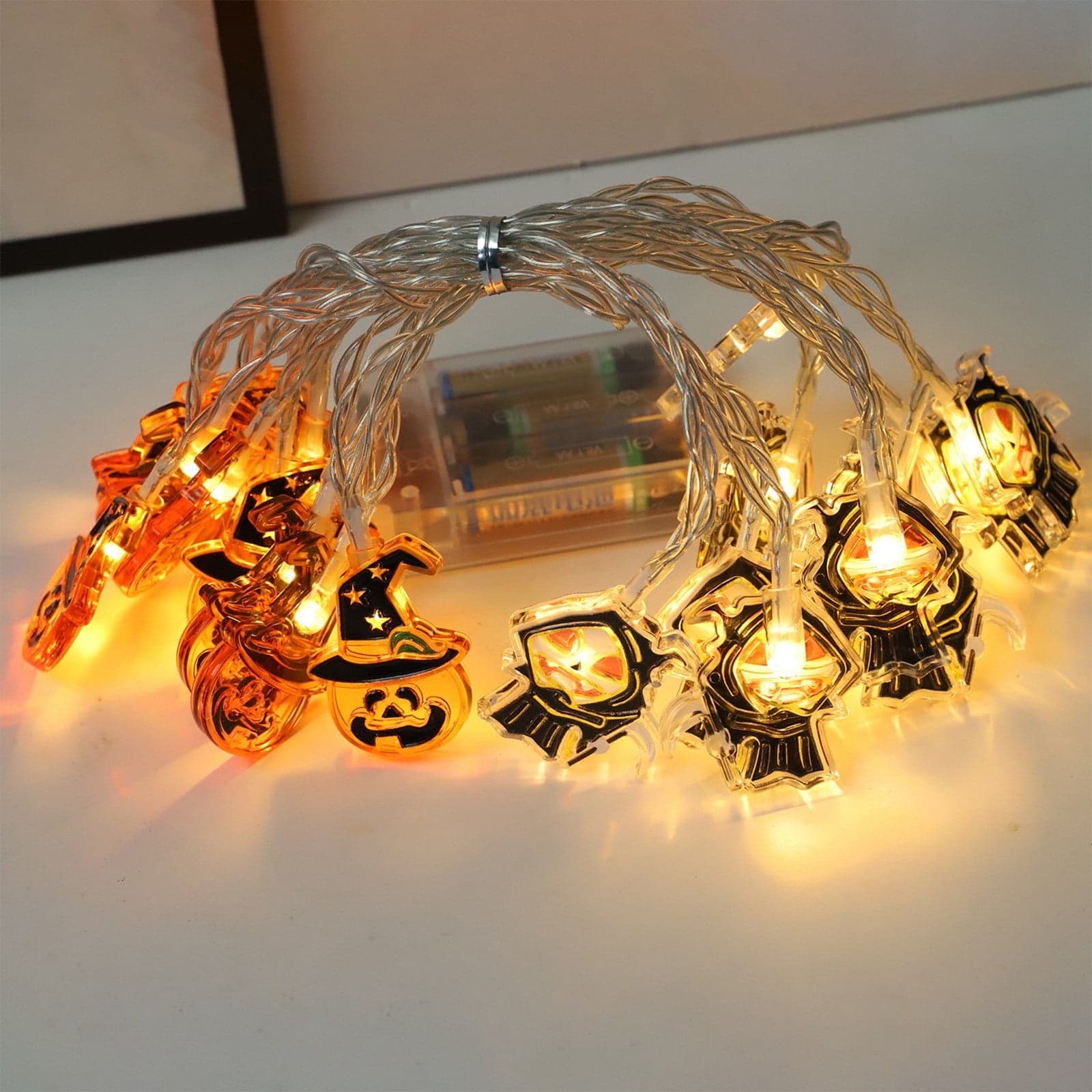 Halloween String Lights Battery Operated 20 Feet 30 LED 3D Pumpkin Bat ...
