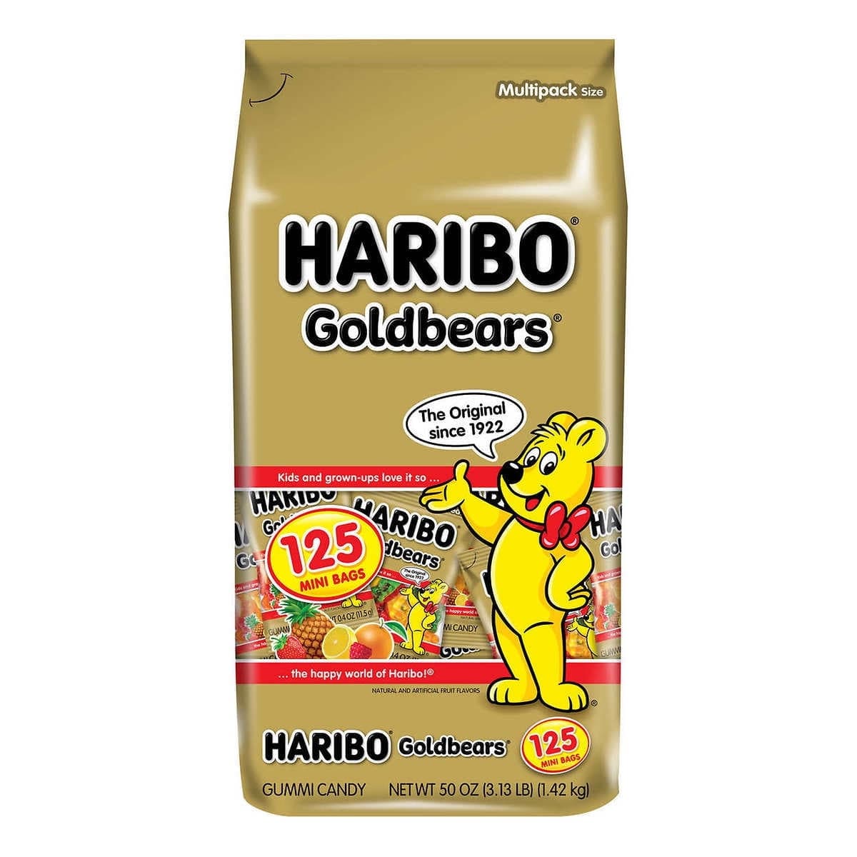 Haribo Goldbears Rainbow Gummies, 0.4 oz Mini Bags, 125 ct, 50 oz ...