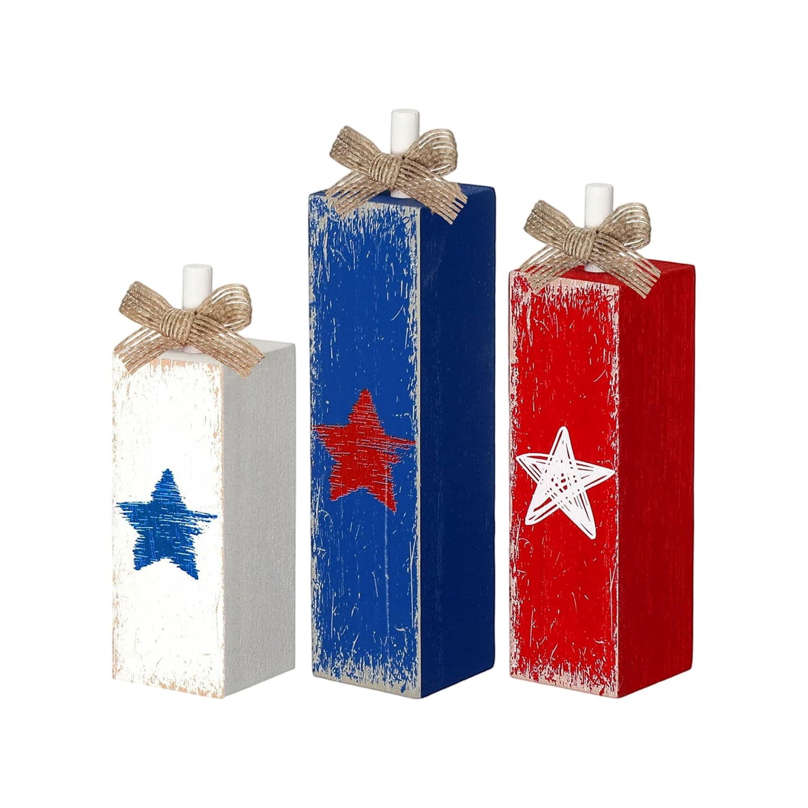 Independence Day Decorations Patriotic Decorations Rustic Wooden Candle ...