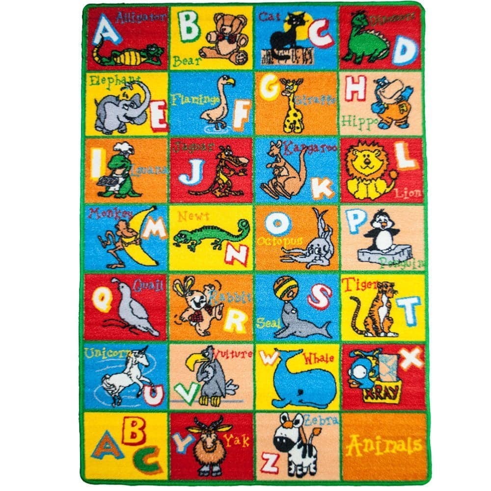 Kids Rug Alphabet Animals 5' X 7' ABC Fun Learning Carpet (59" x 82 ...