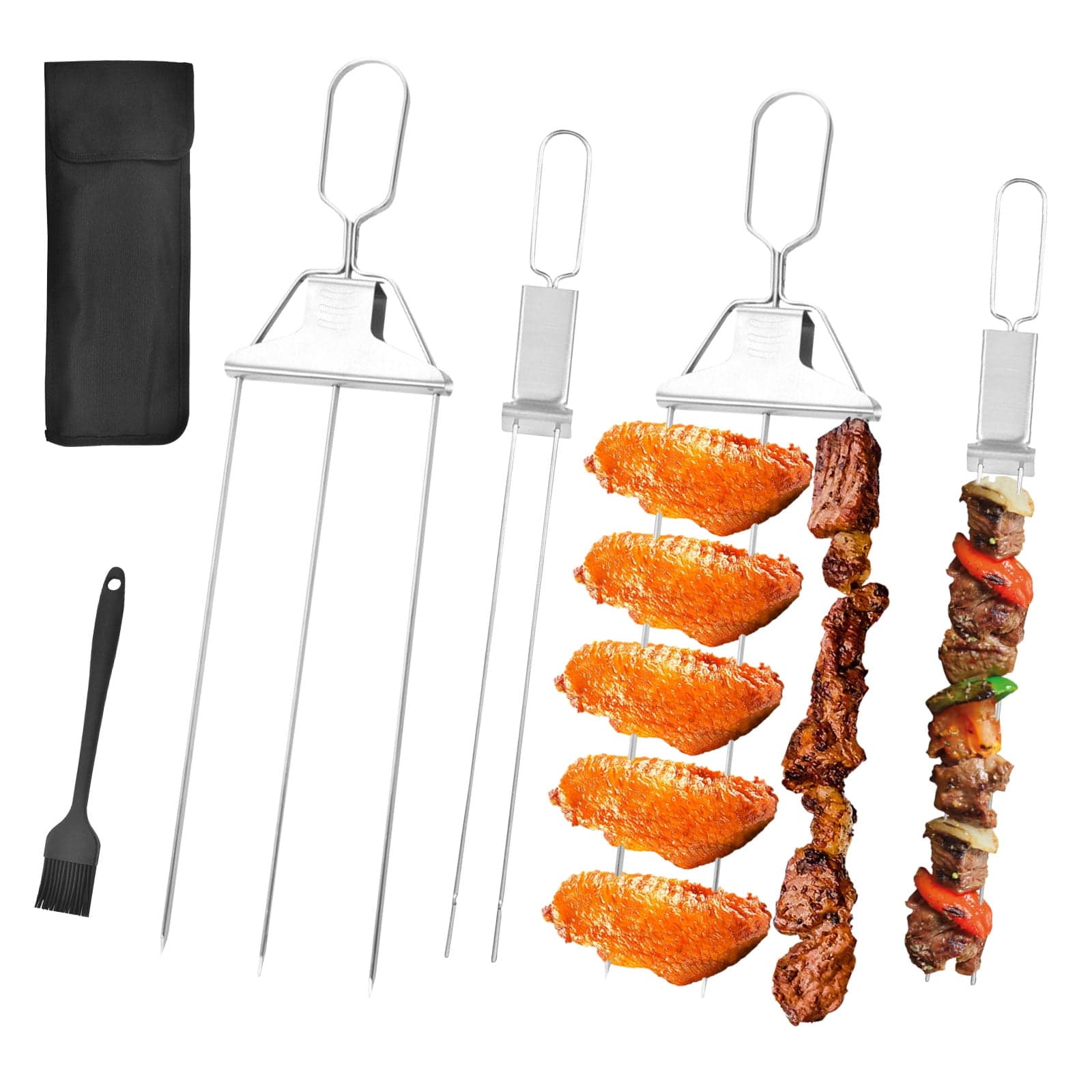 LELE LIFE 3-Prong & 2-Prong Skewers for Kabobs Set of 6, Stainless ...