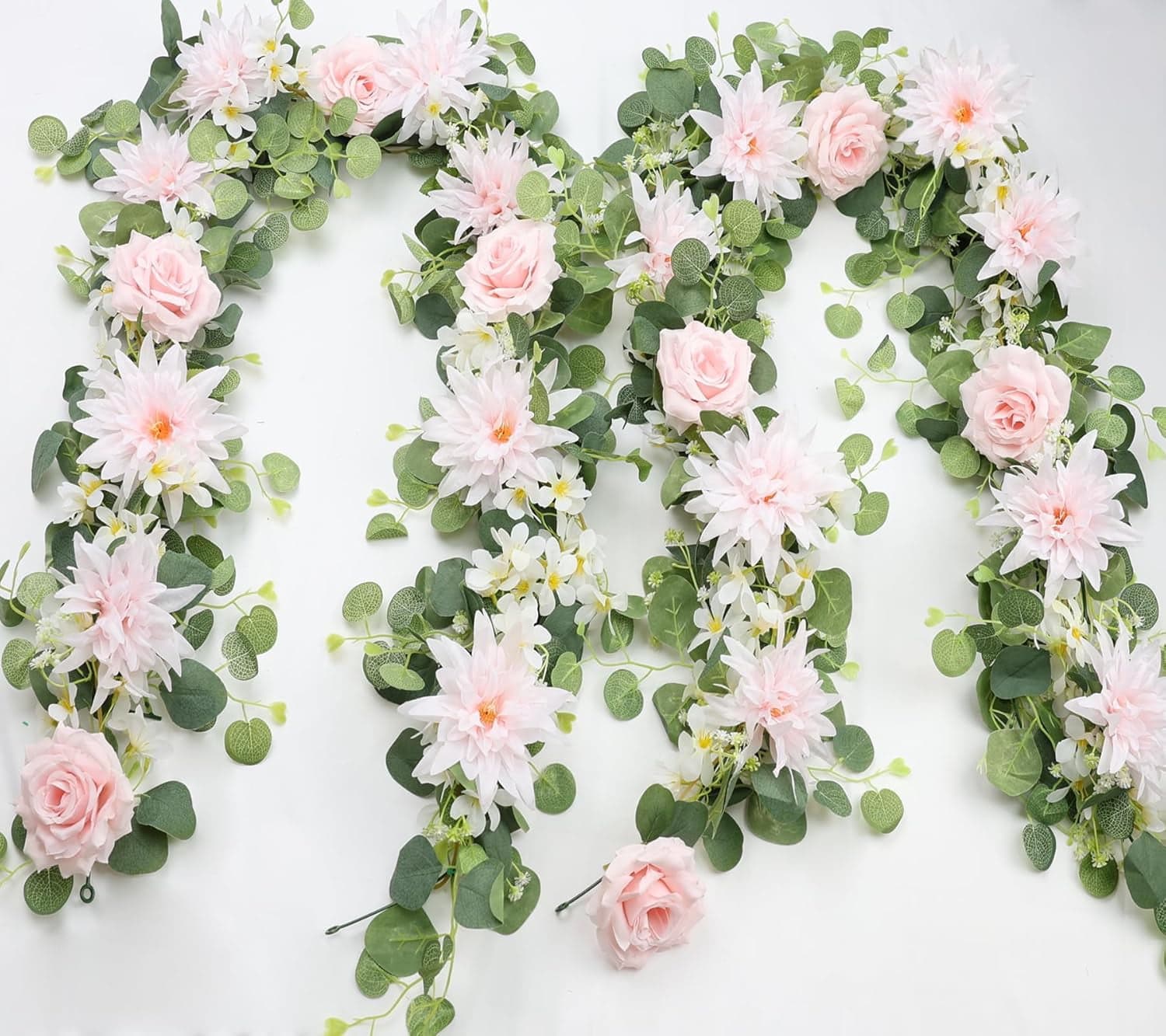 Pack of 2 Artificial Rose Flower Garland with Greenery - 5.6 FT ...