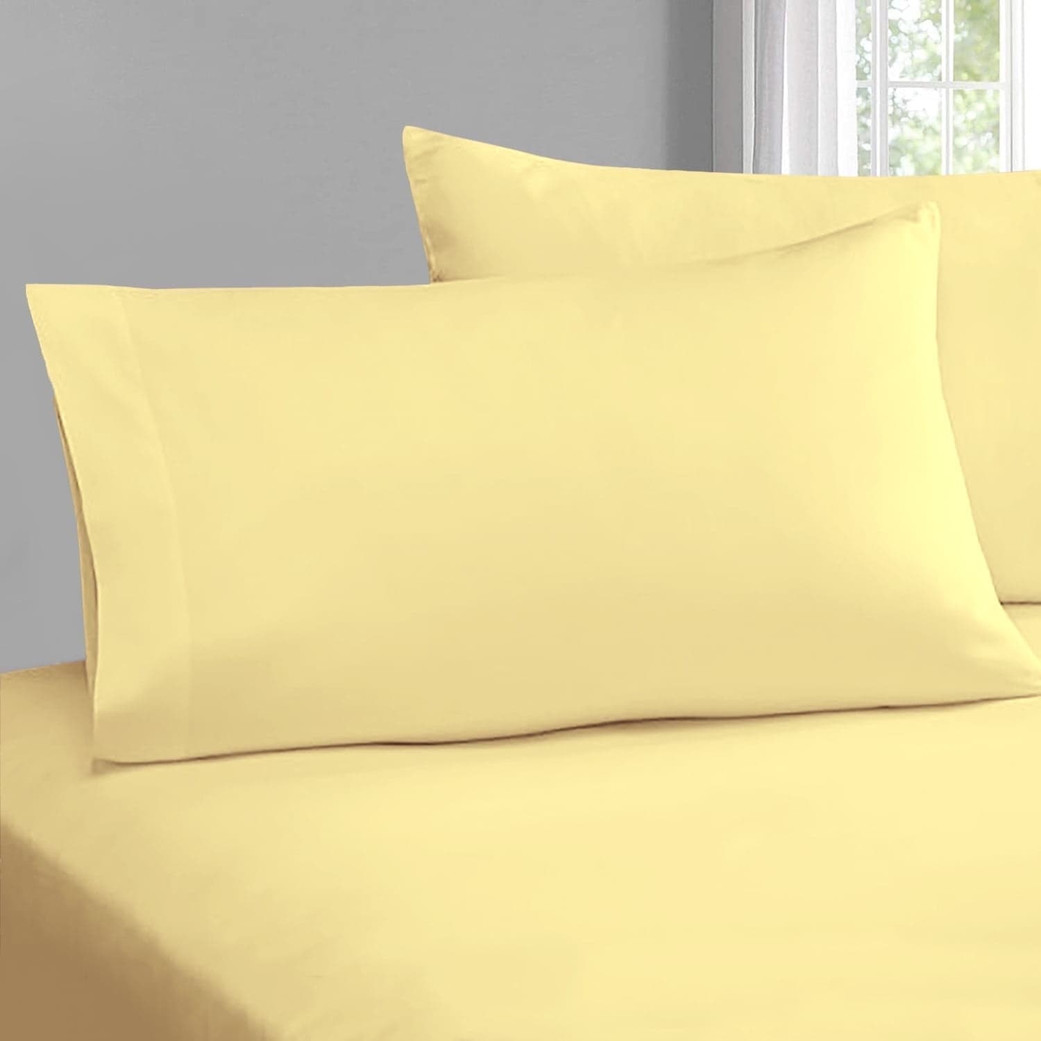 Pizuna 400 Thread Count Cotton King Pillowcases Mellow Yellow, 100% ...