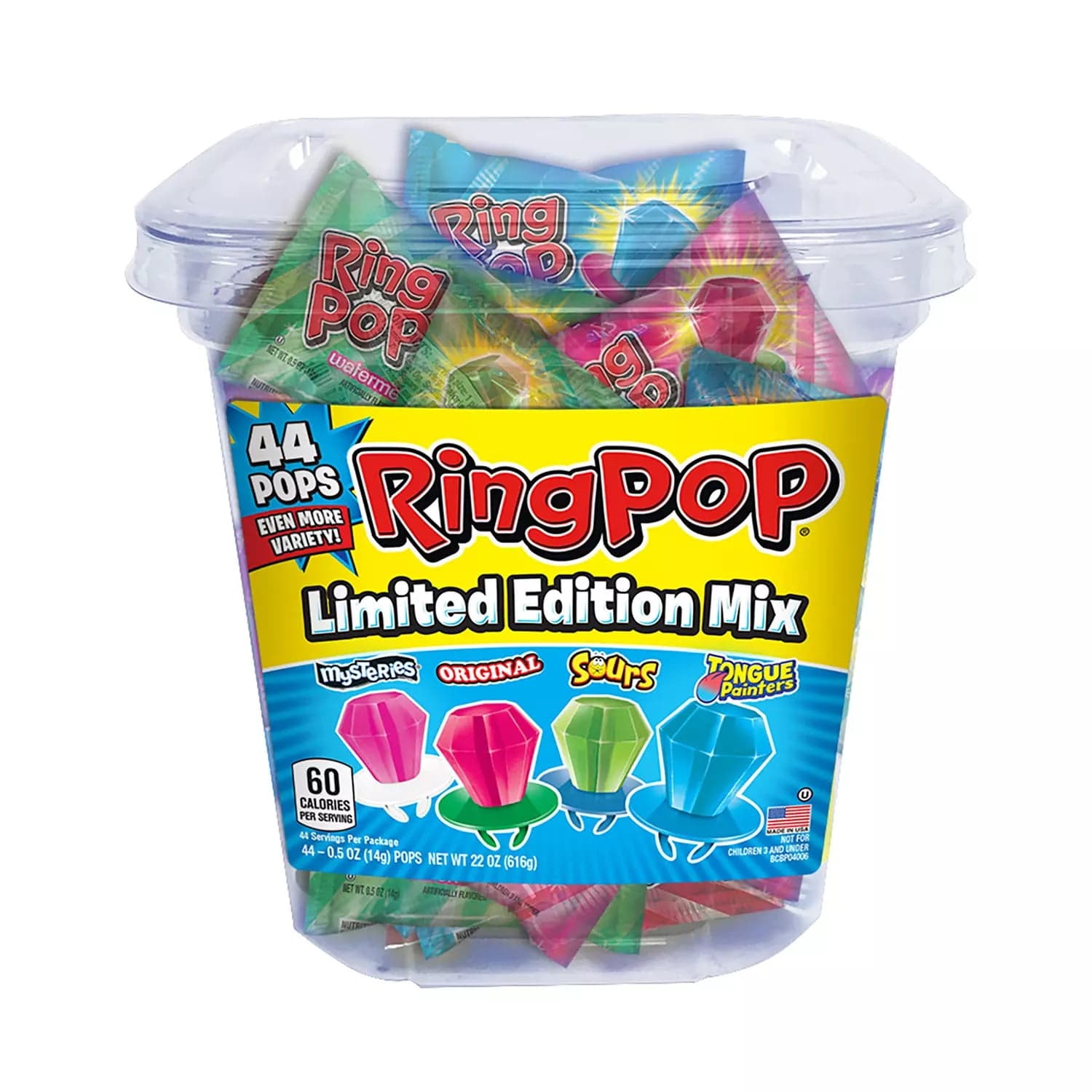 Ring Pop Candy Fun Assorted Flavor Sucker Lollipops Party Pack (0.5 oz ...
