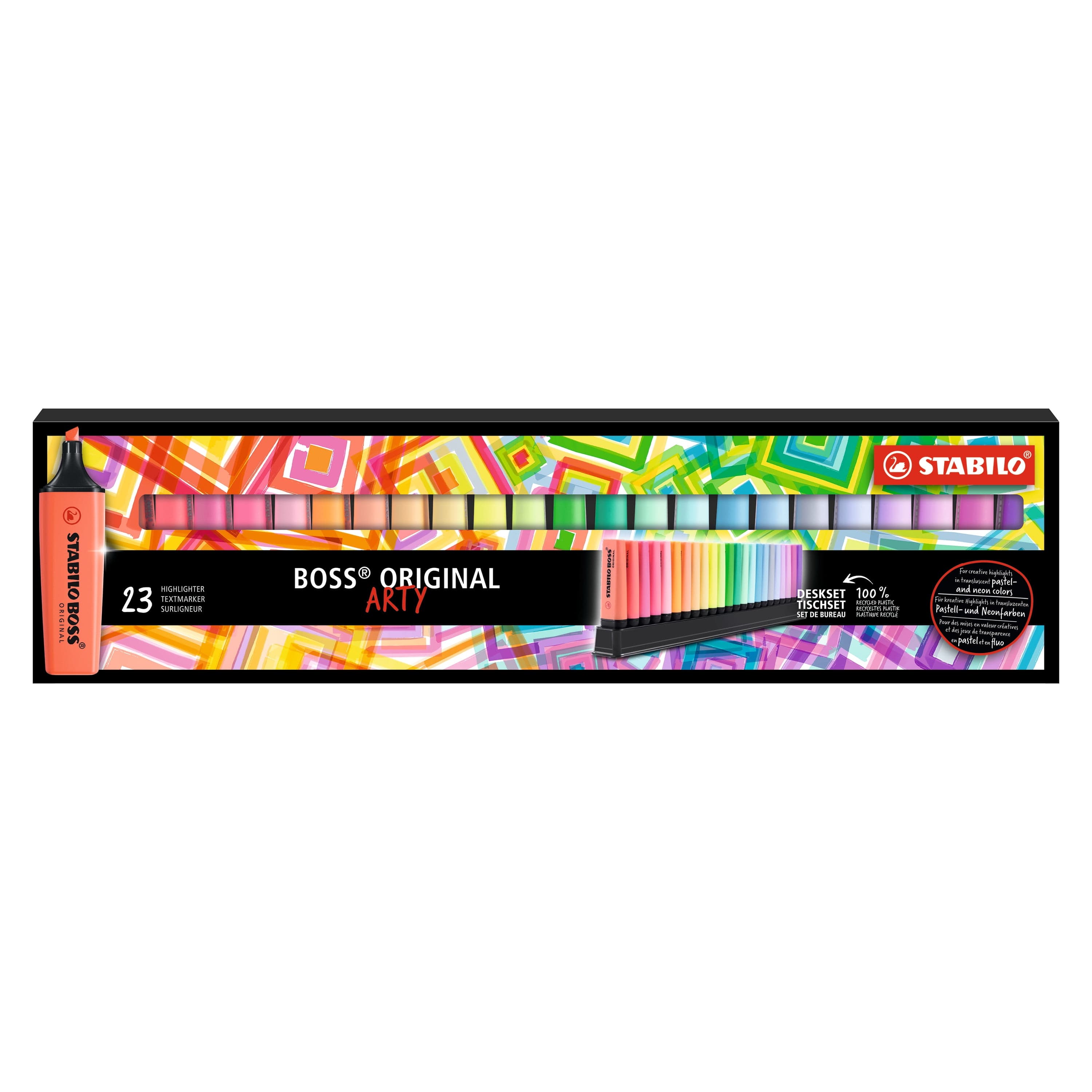 STABILO BOSS ORIGINAL Highlighters Set, 23-Piece ARTY Desk Set ...