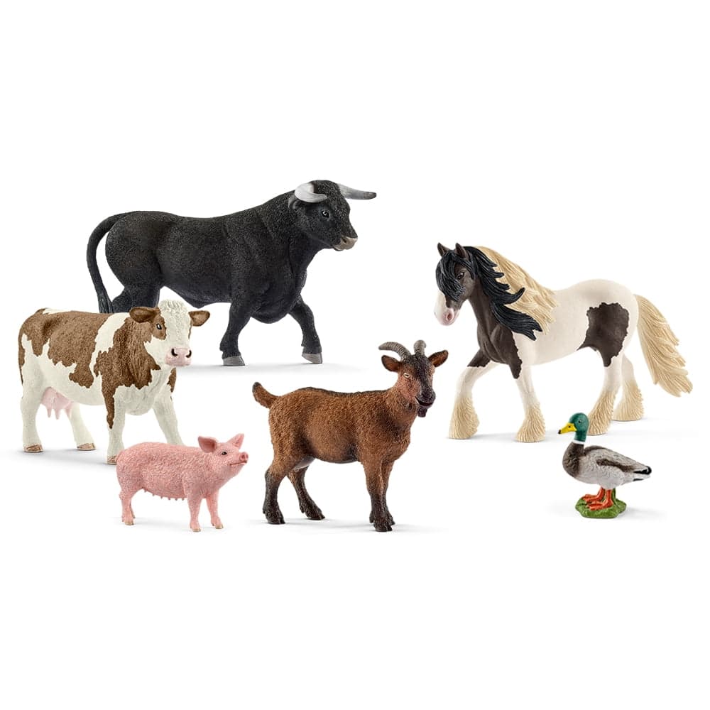 Schleich - Farm World: Horse, Cow, Bull, Goat, Duck & Pig Animal Toy ...