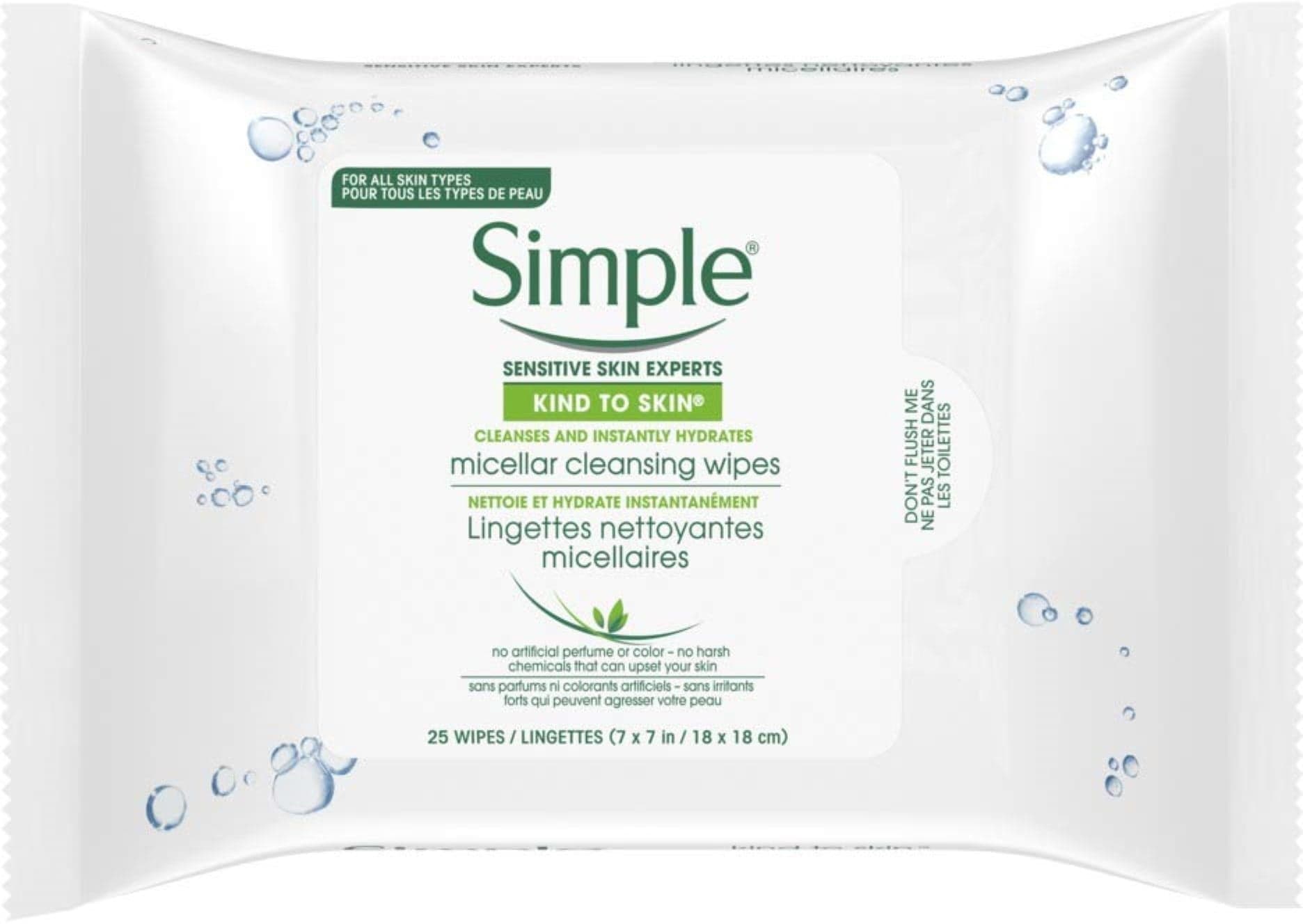 Simple Kind to Skin Micellar Facial Cleansing Wipes, Hydrating Makeup ...