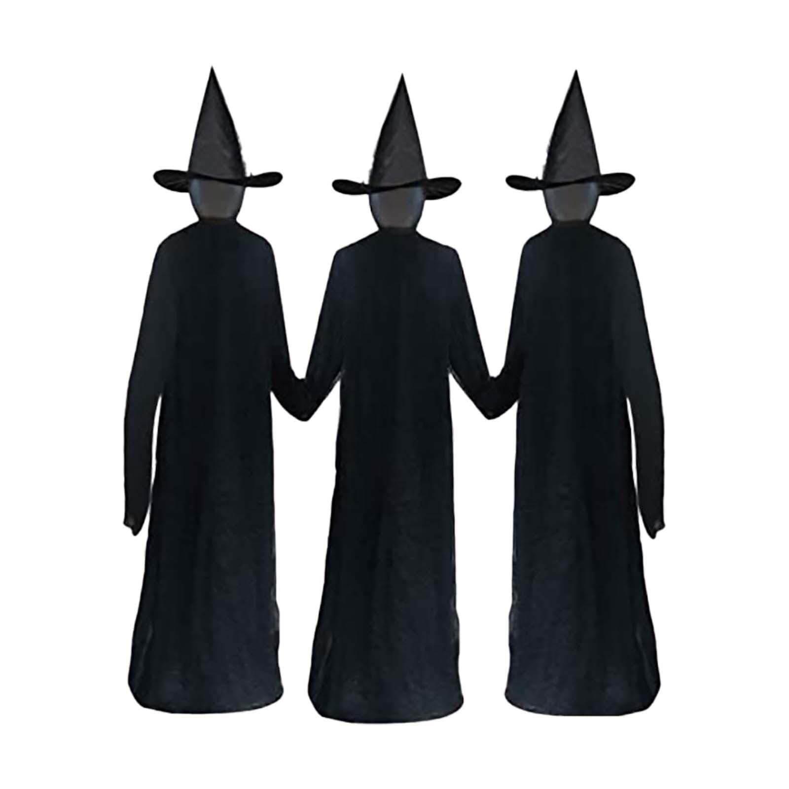 Uanit 3 Pack Witches Halloween Decorations Outdoor, 6 Ft Lighted Witch ...