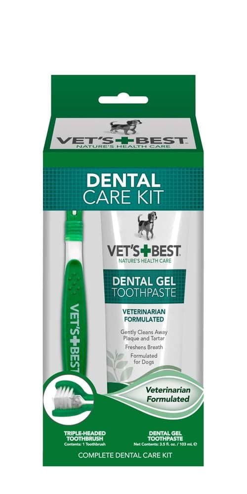 Vet's Best Enzymatic Dog Toothpaste and Brush Kit for Tartar Control, 3 ...