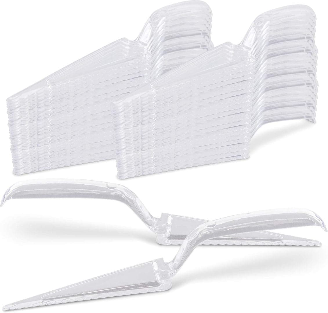 YXPP 60 Pack 10 Inch Plastic Pie Server - Clear Disposable Cake Servers ...
