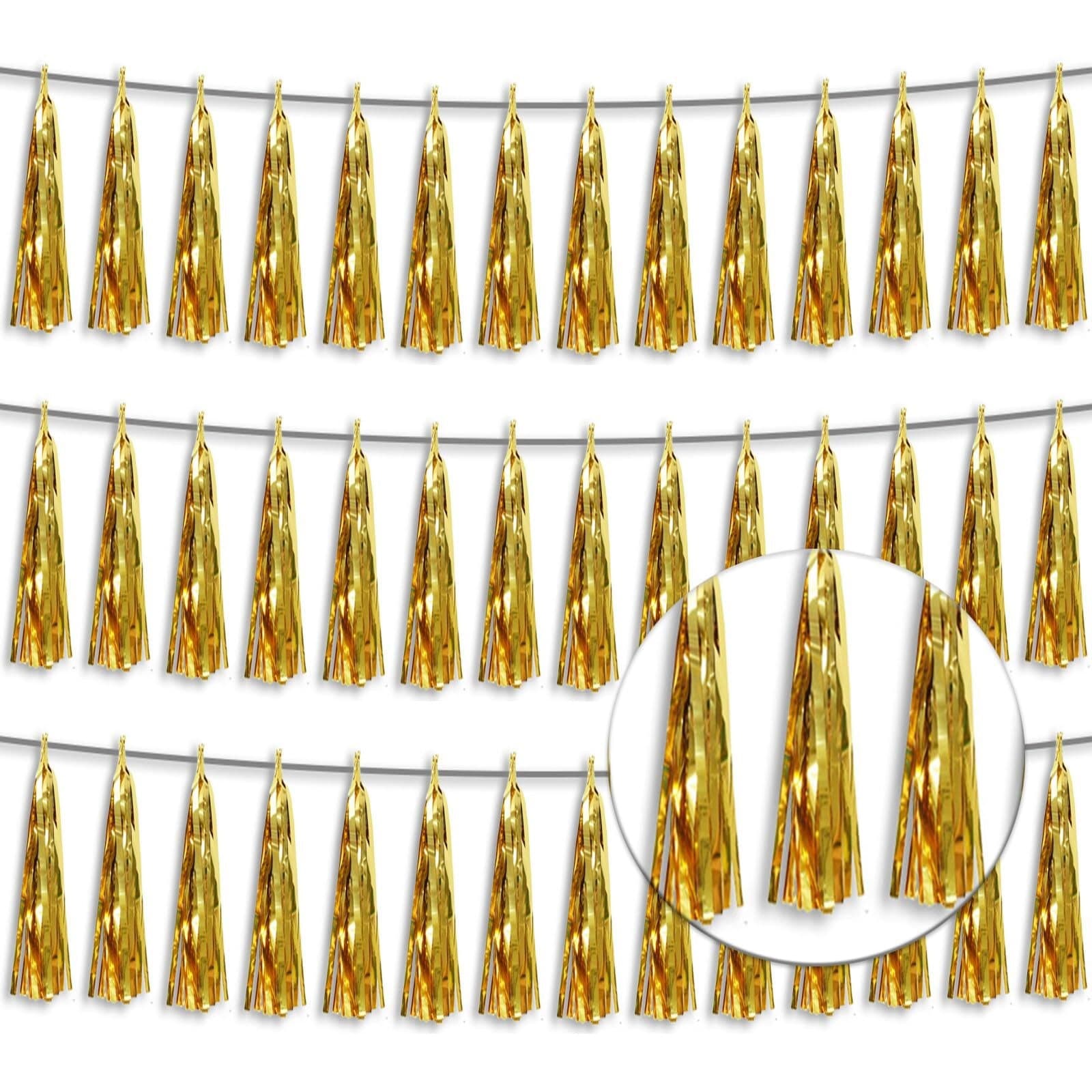 ZHANGYY 3P Metallic Fringe Tassel Banner Garland Foil Tinsel Streamer ...