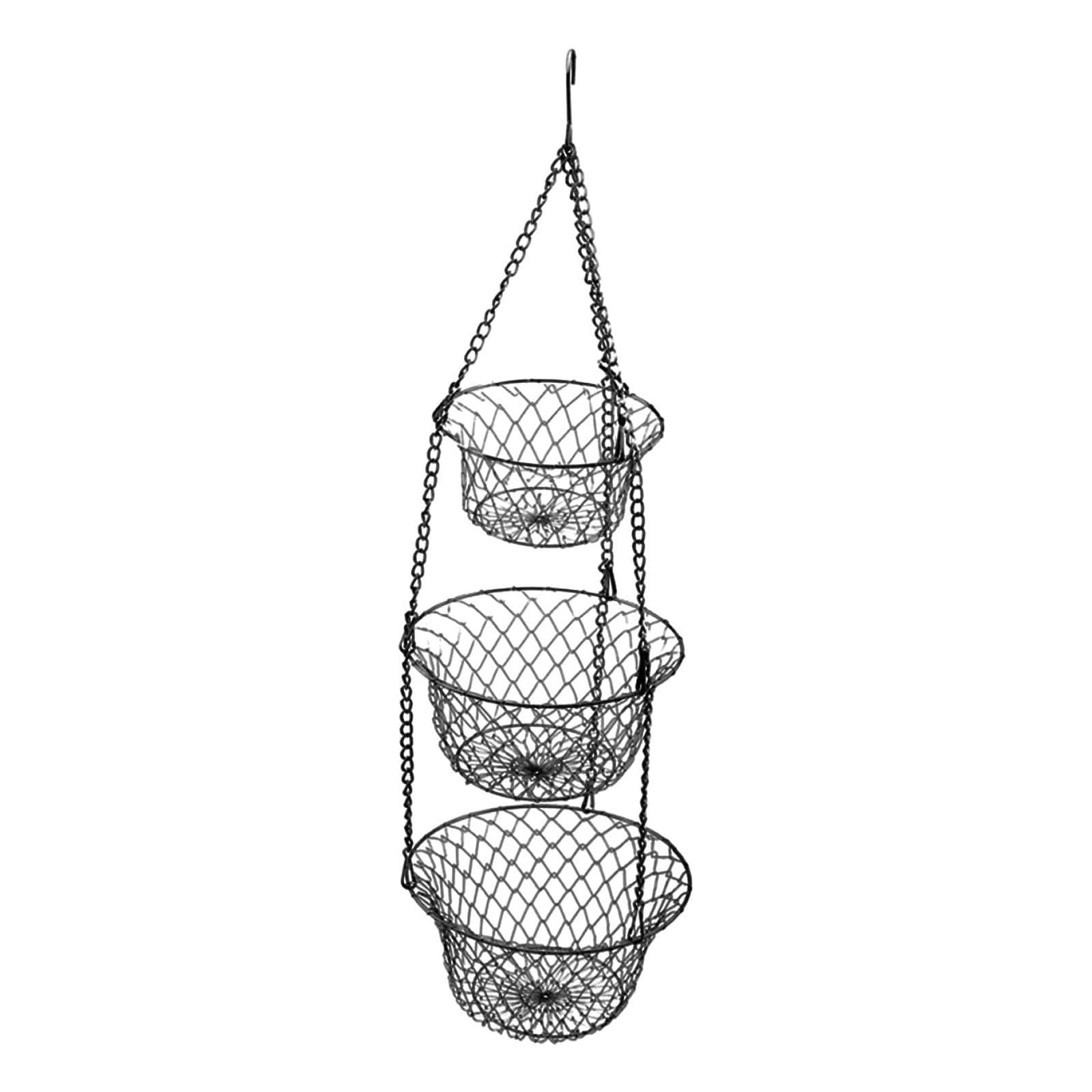 deevoka Fruit Basket Multipurpose Iron Basket Produce Storage Bin Three ...