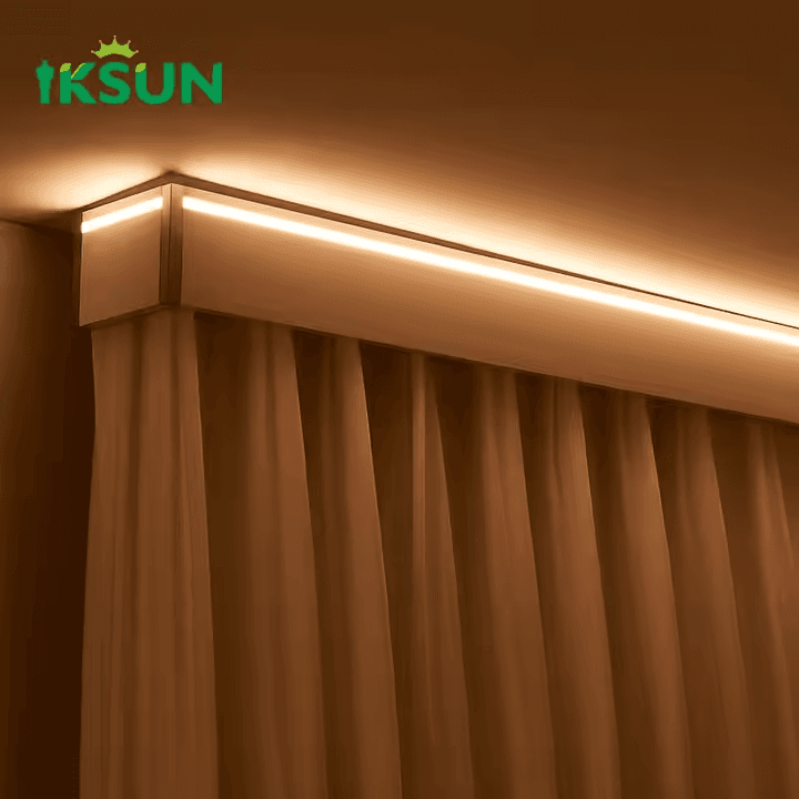 IKSUN Wall-Mounted Decorative Curtain Pelmet with Double Tracks, LED ...