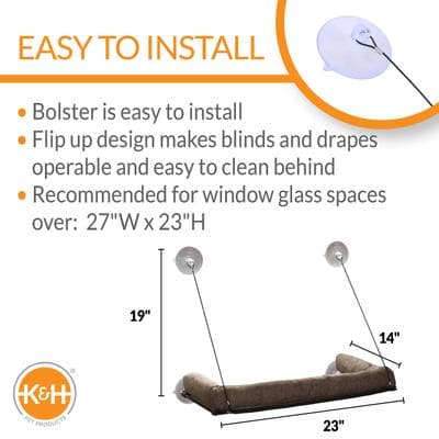 K&H PET PRODUCTS EZ Mount Deluxe Bolster Cat Window Perch Kitty Sill ...