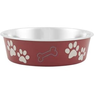 LOVING PETS Bella Non-Skid Stainless Steel Dog & Cat Bowl, Merlot, 3.25 ...