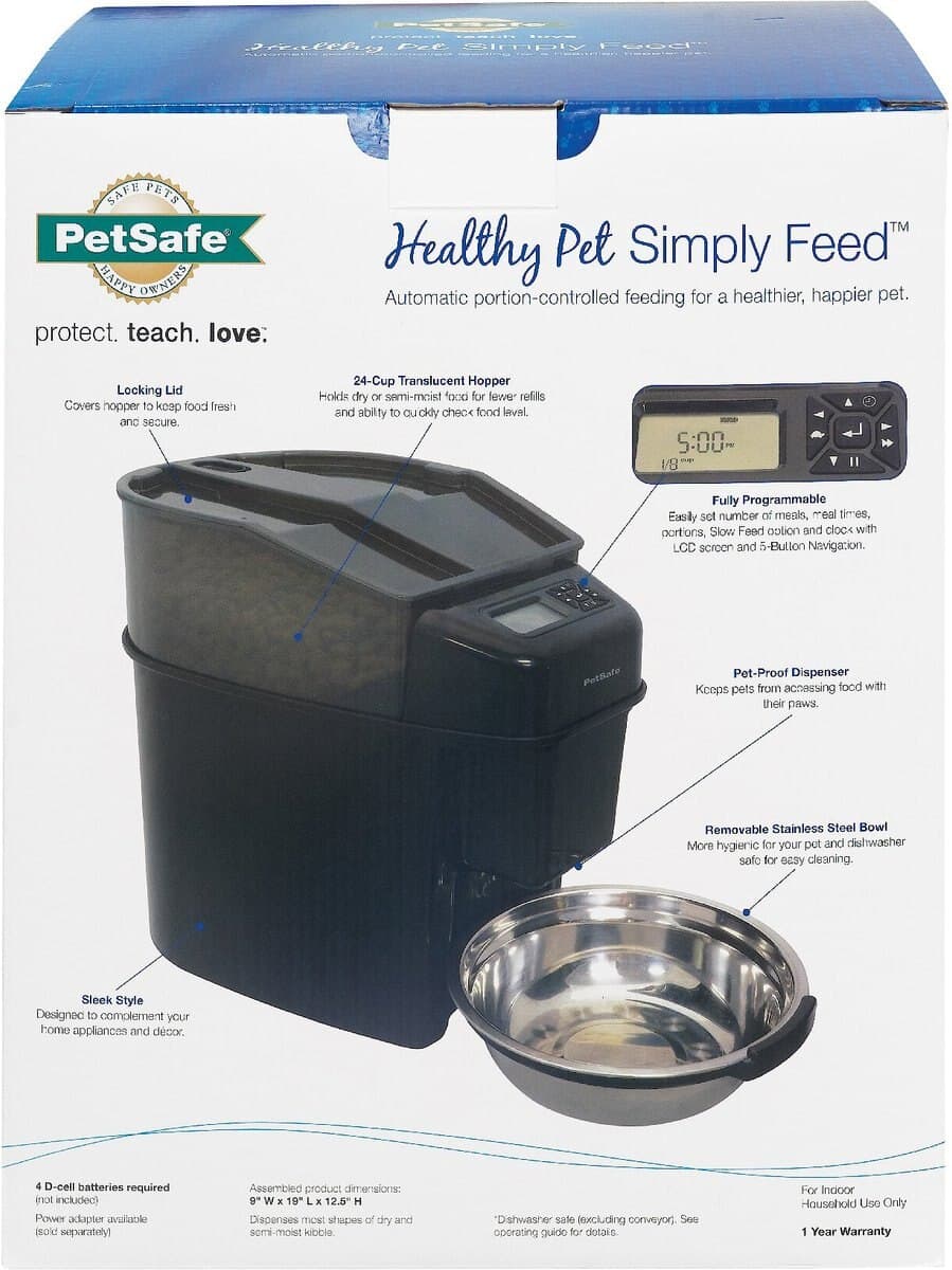 PETSAFE Healthy Pet Simply Feed Programmable Dog & Cat Feeder, 24-cup ...