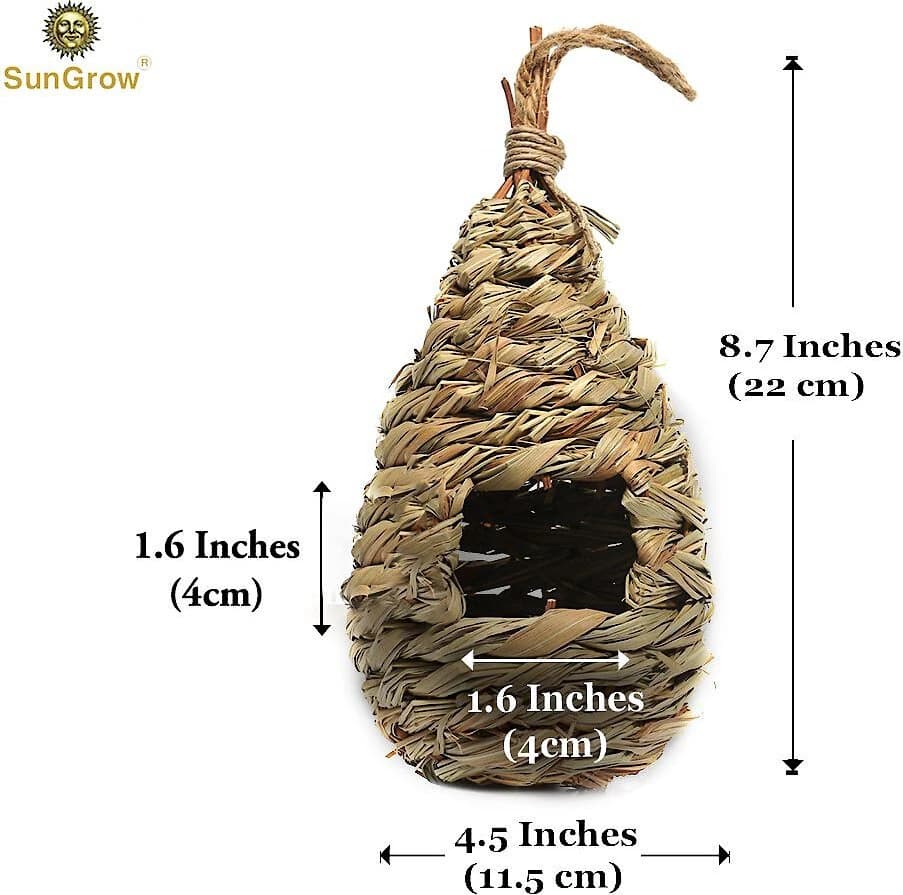 SUNGROW Woven Nest, Food Feeder, Cage Accessory, Outdoor Hanging Bird ...