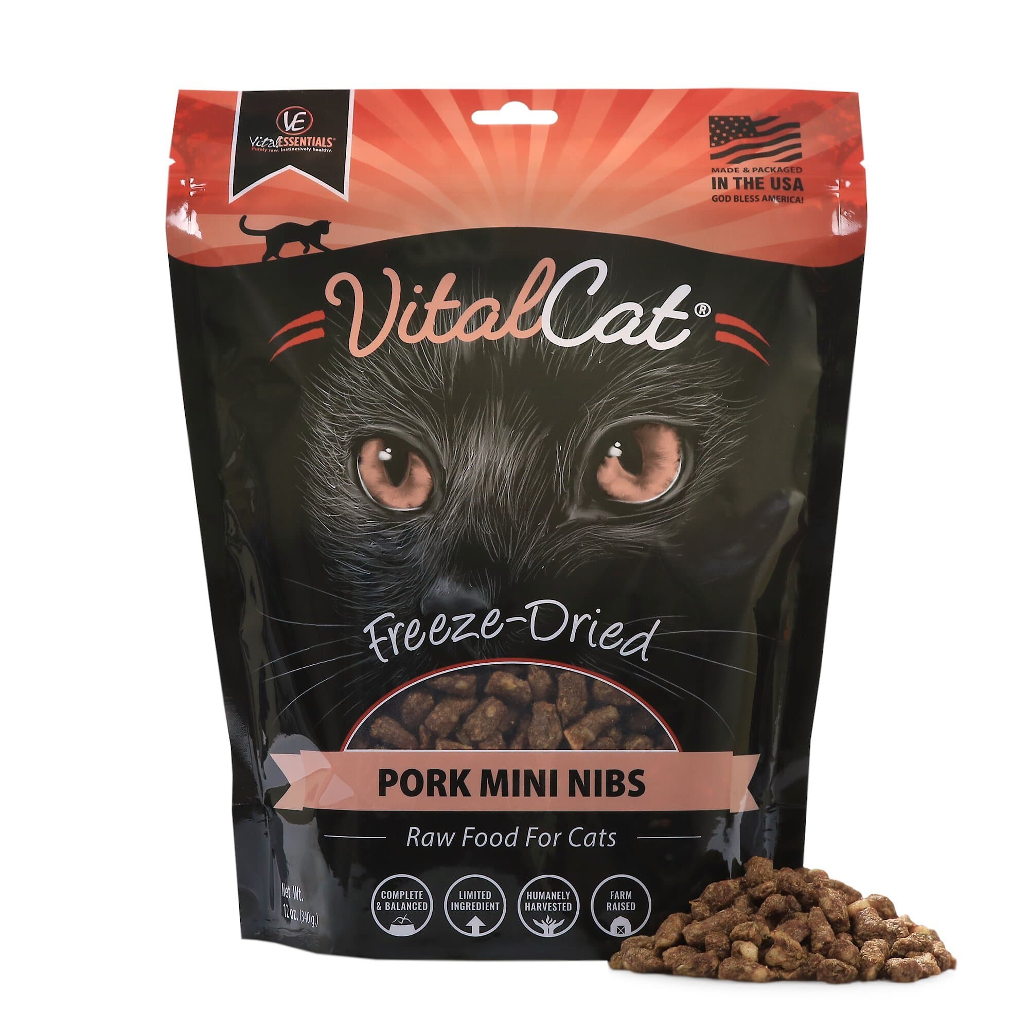 VITAL ESSENTIALS Freeze-Dried Raw Pork Mini Nibs Entree Cat Food ...
