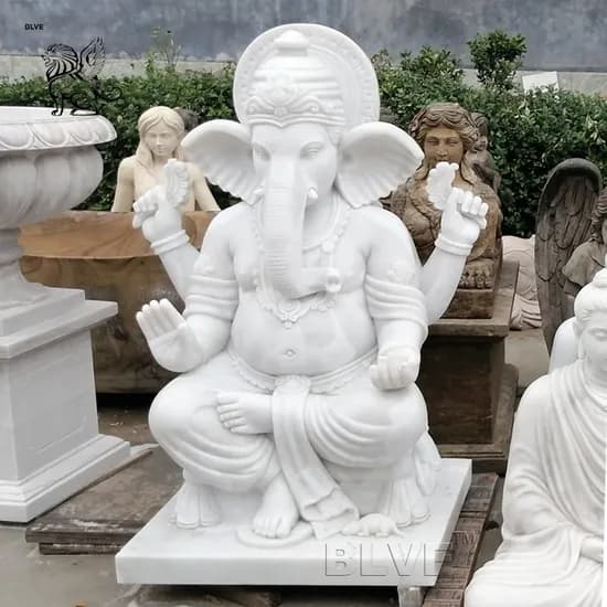 Garden White Stone Indian Religious Hindu God Ganesh Statues Marble ...