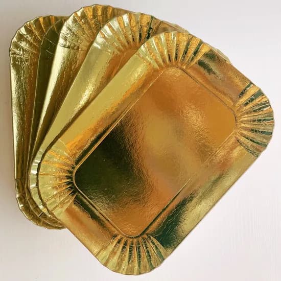 Disposable Party Gold Paper Platters Paper Plate Laminated Serving ...