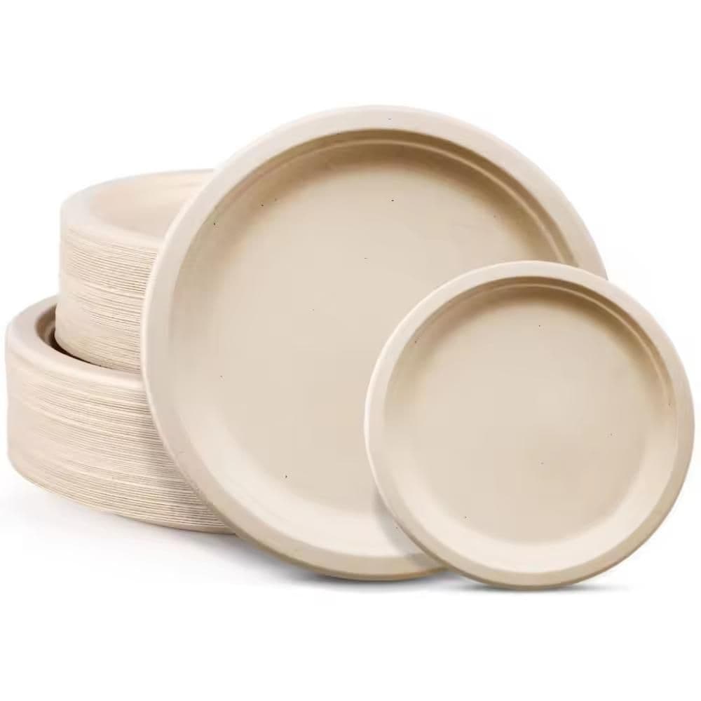 6-10 Inch Compostable Sugarcane Plates Biodegradable Disposable ...
