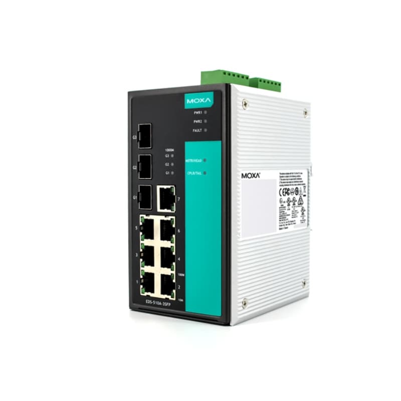 Eds-510A-3SFP Moxa 10 Port Managed Ethernet Switch W/ (7) 10/100btx ...
