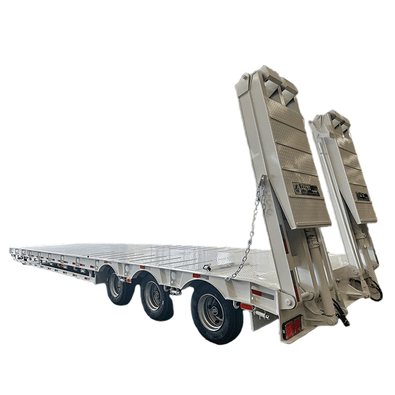 3 Axle Goose Neck Hydraulic Ramp Low Bed/ Lowboy Low Bed Trailer ...