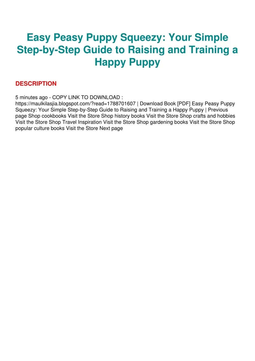 PPT - EPUB DOWNLOAD Easy Peasy Puppy Squeezy: Your Simple Step-by-Step ...