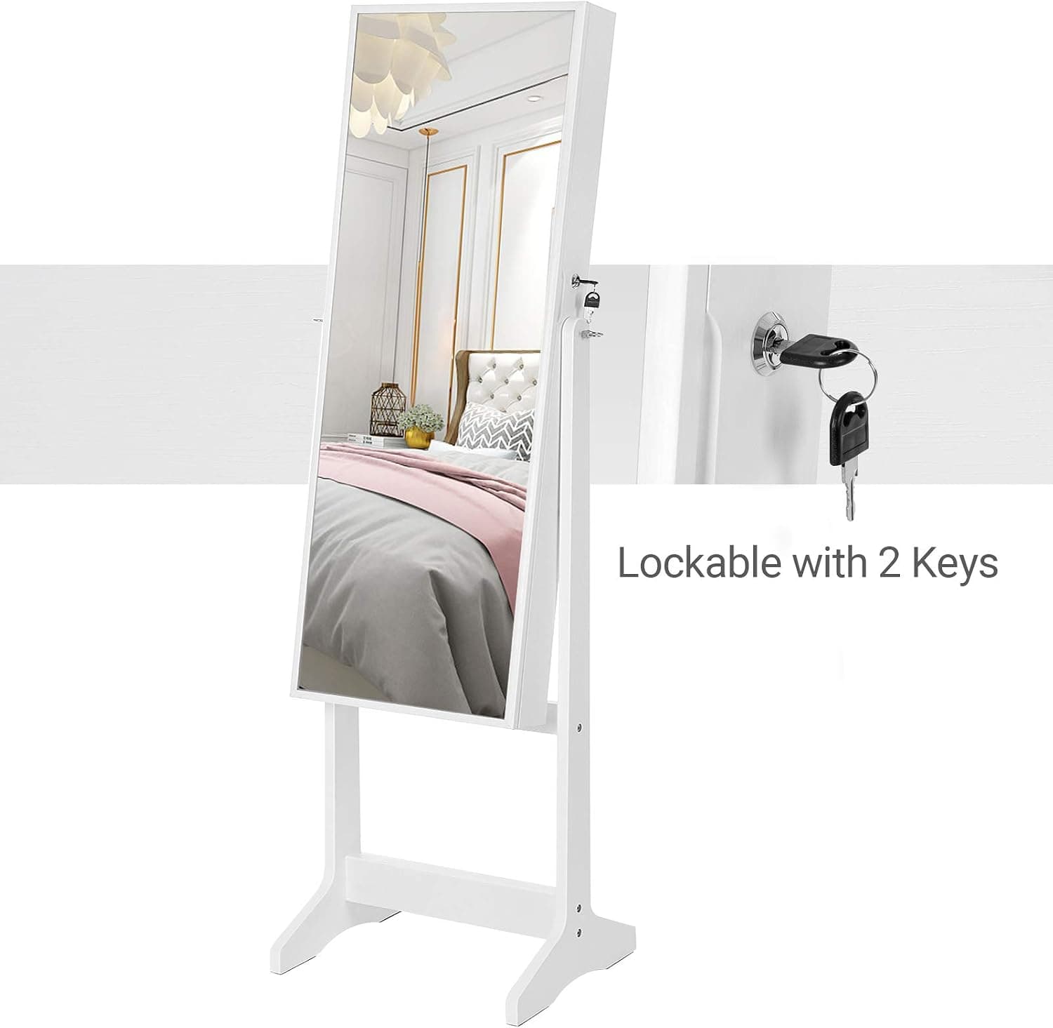 Buy SONGMICS Mirrored Jewelry Cabinet Armoire, Standing Full Body ...