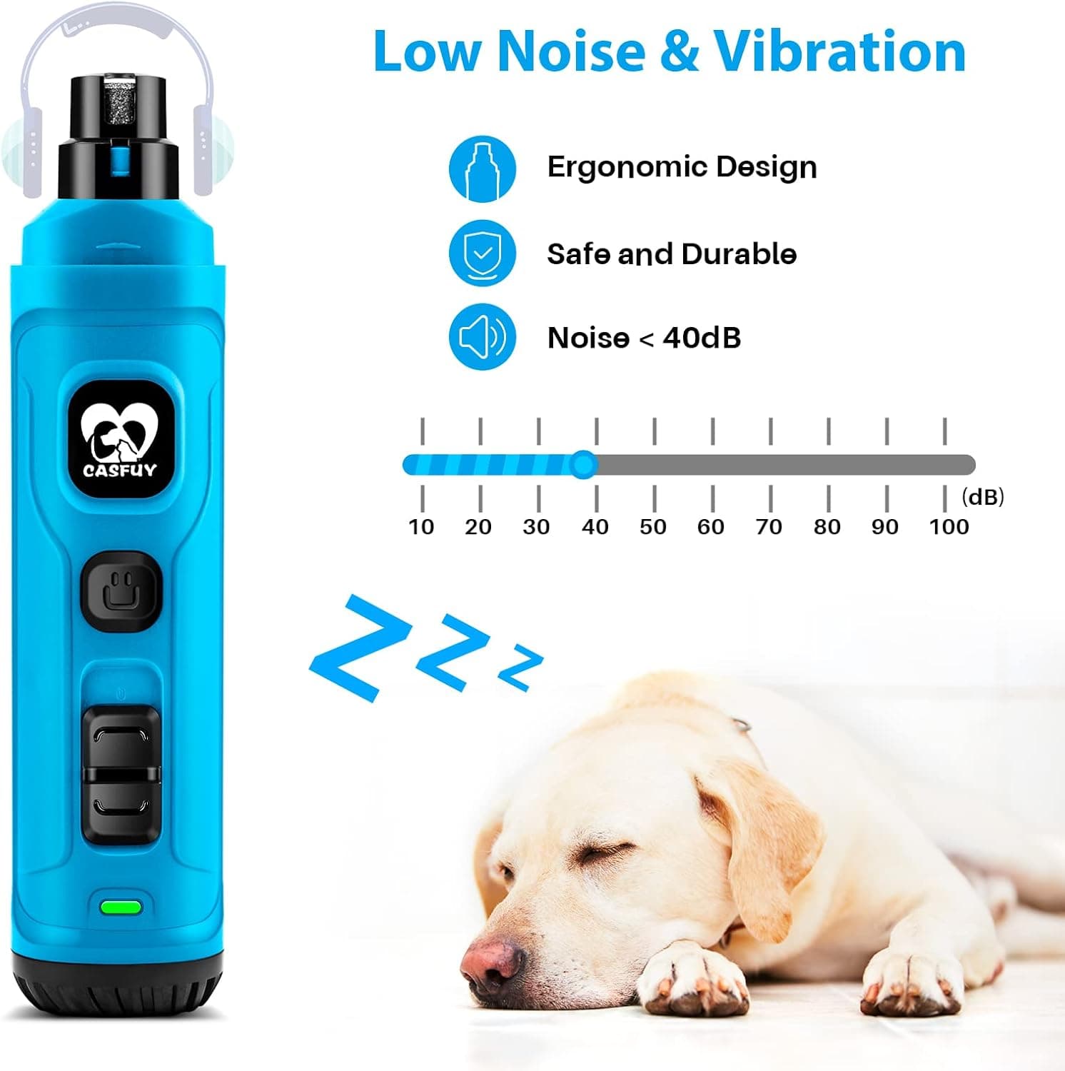 Buy Casfuy Dog Nail Grinder with 2 LED Light - New Version 2-Speed ...