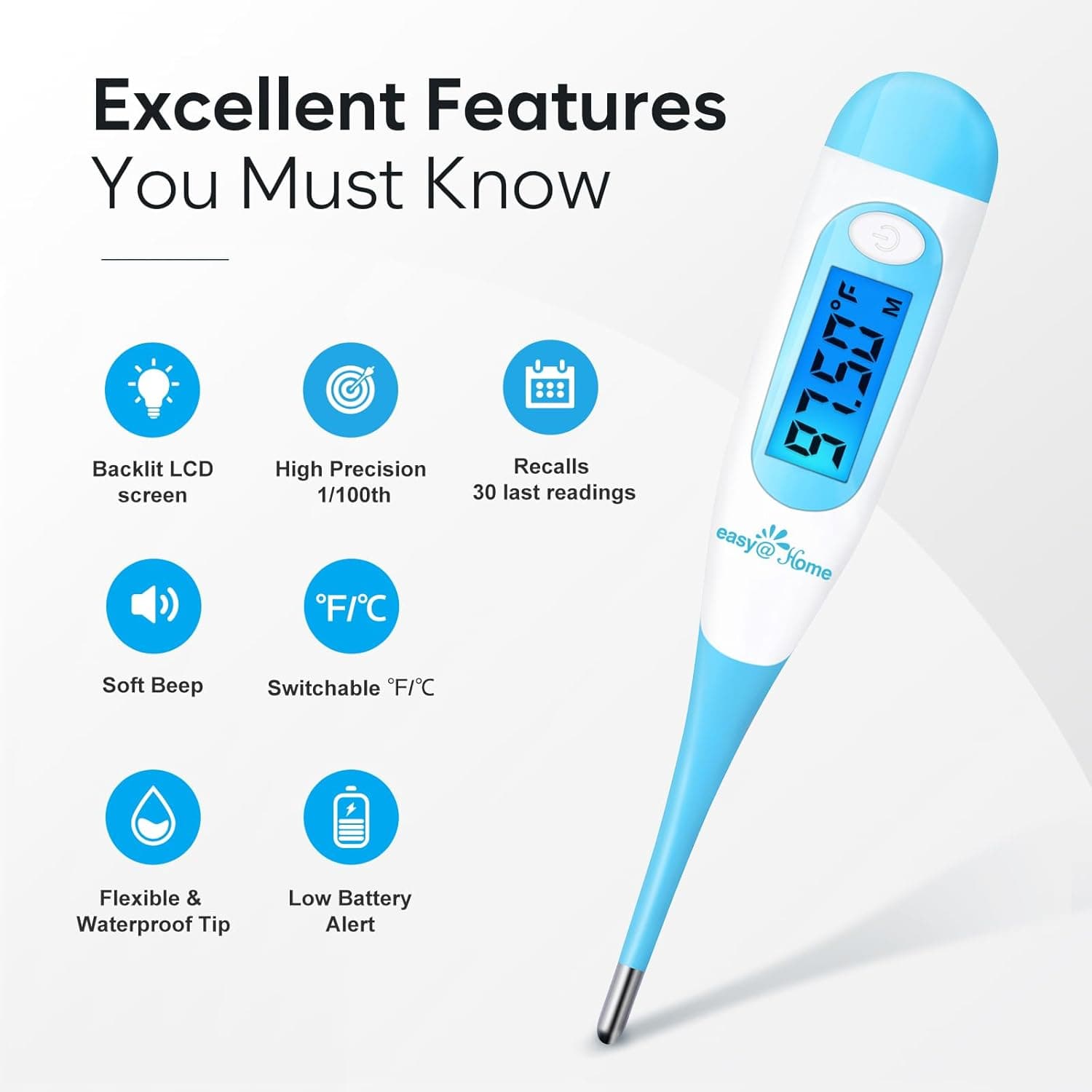Easy@Home Digital Basal Thermometer with Blue India | Ubuy