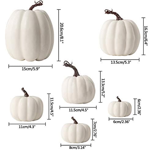 12 Pcs Assorted Sizes White Pumpkins Bulk Faux Harvest Pumpkins for ...